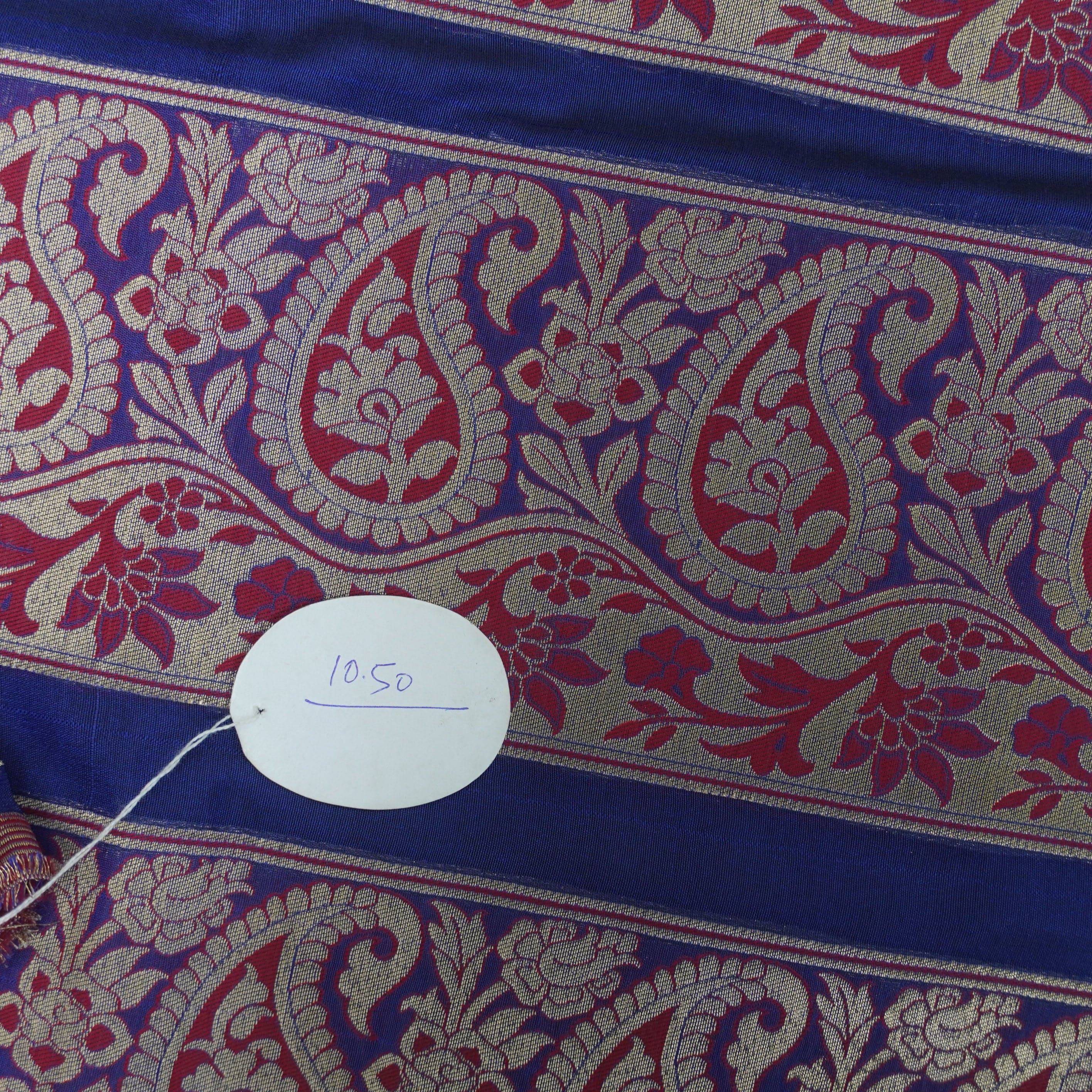 Blue Banarasi Semi Silk Border Fabric