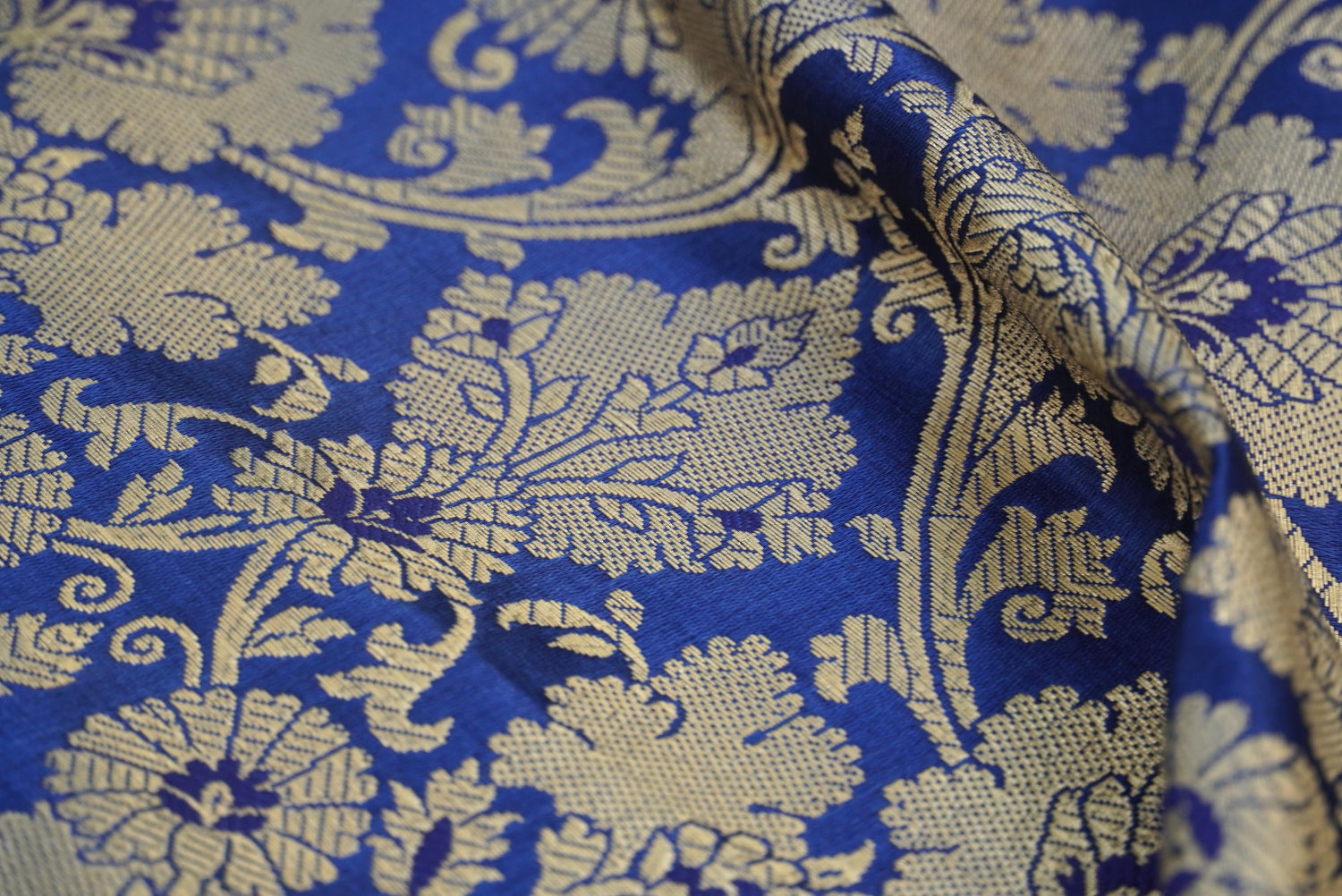 Blue Banarasi Semi Silk Fabric