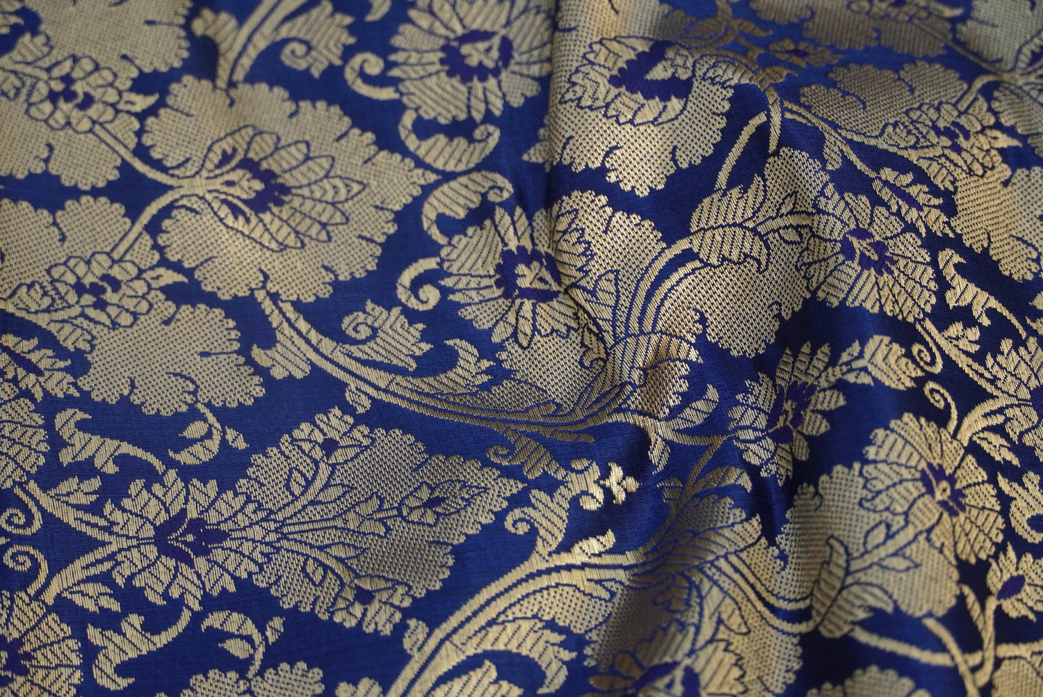 Blue Banarasi Semi Silk Fabric