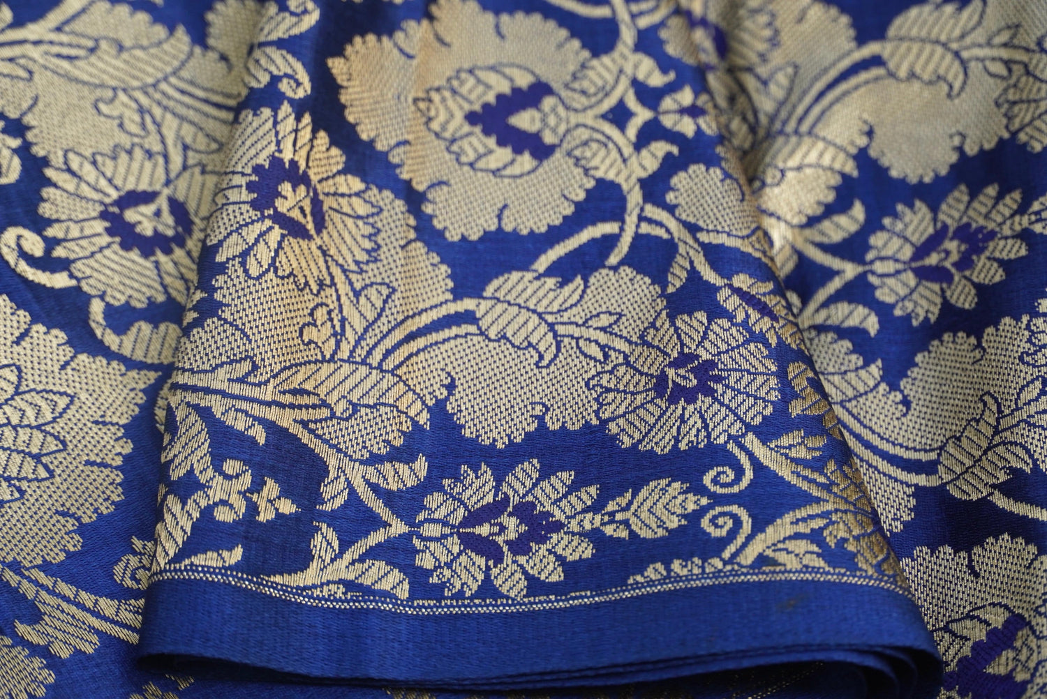 Blue Banarasi Semi Silk Fabric
