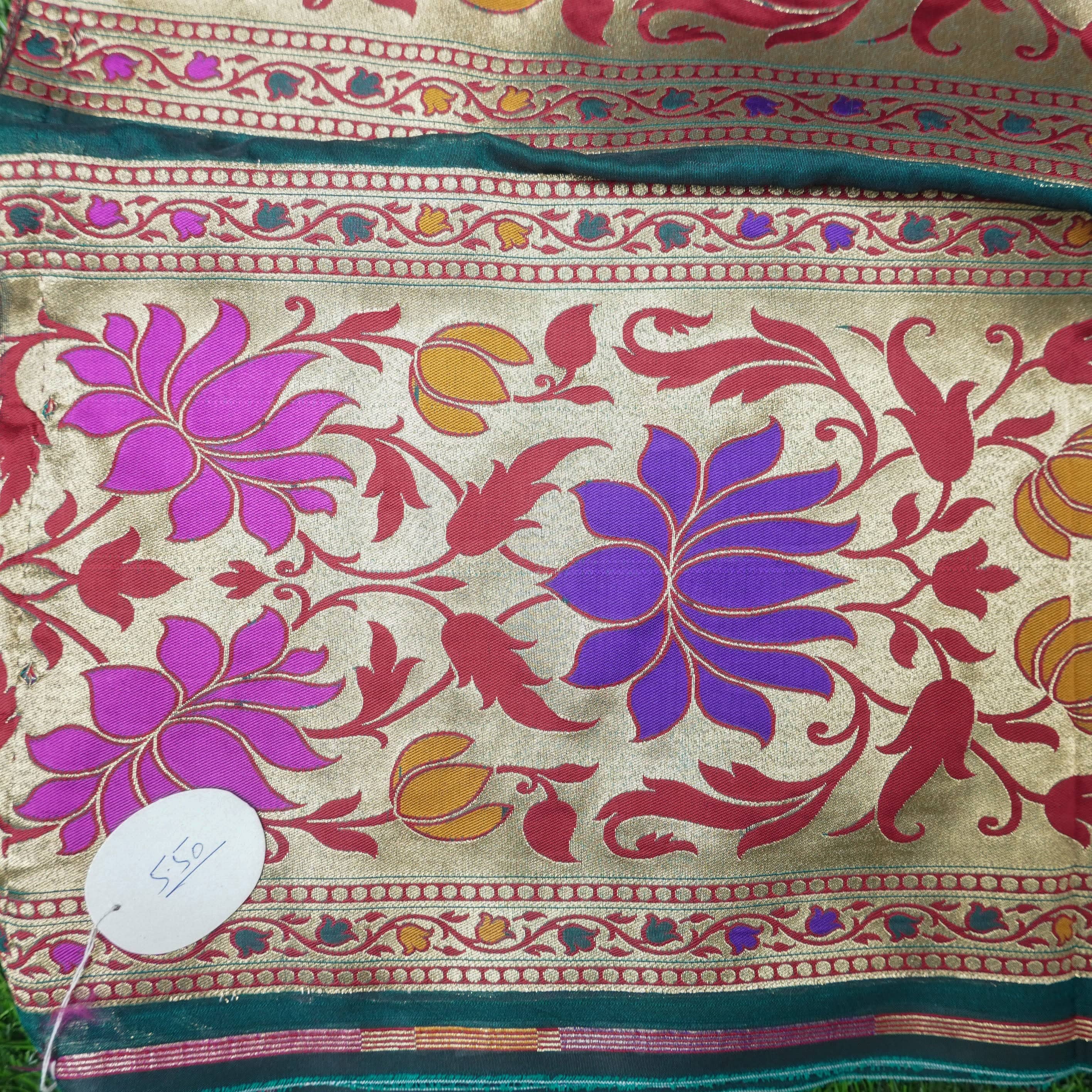 Floral Banarasi Semi Silk Border Fabric