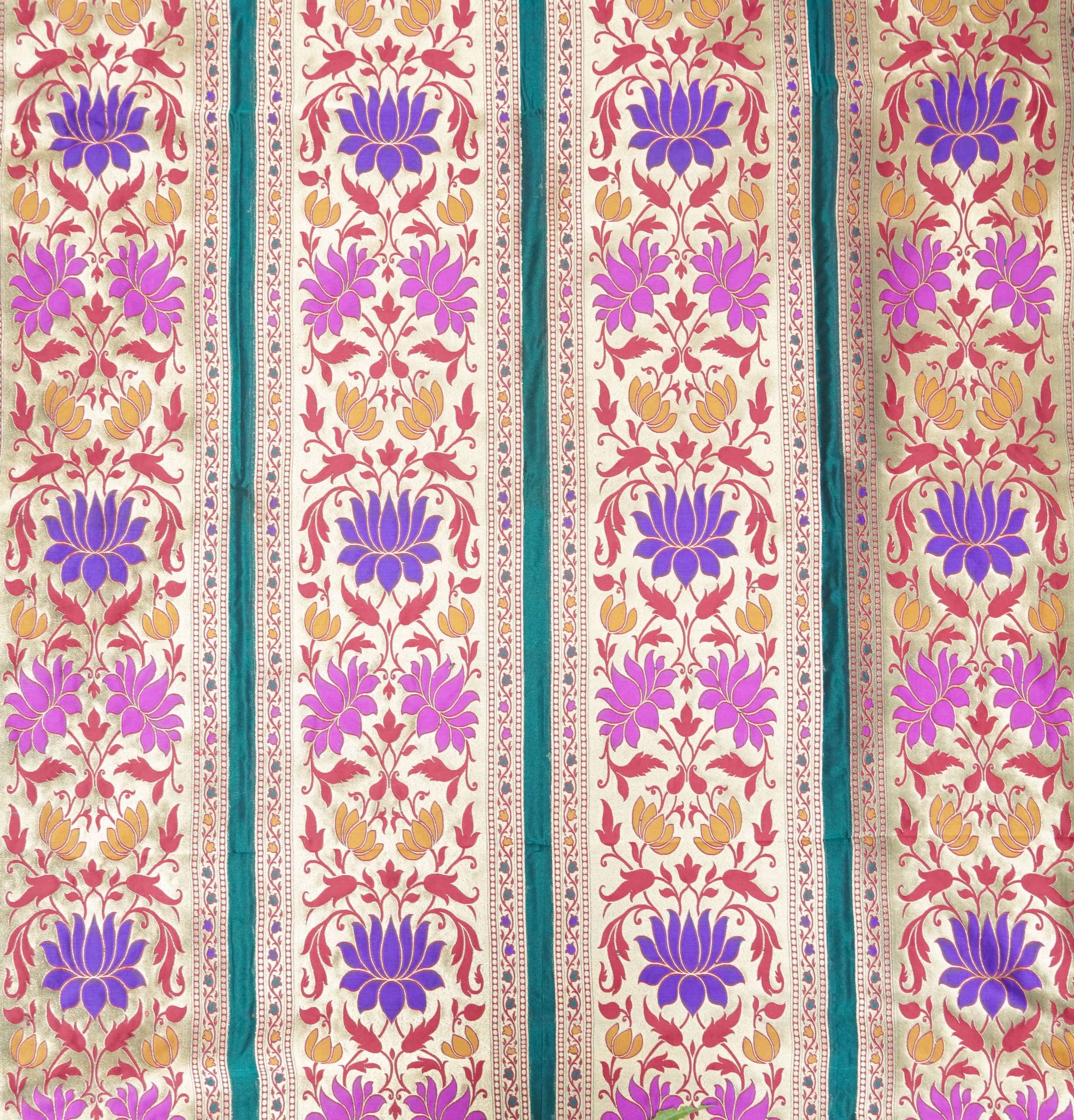 Floral Banarasi Semi Silk Border Fabric