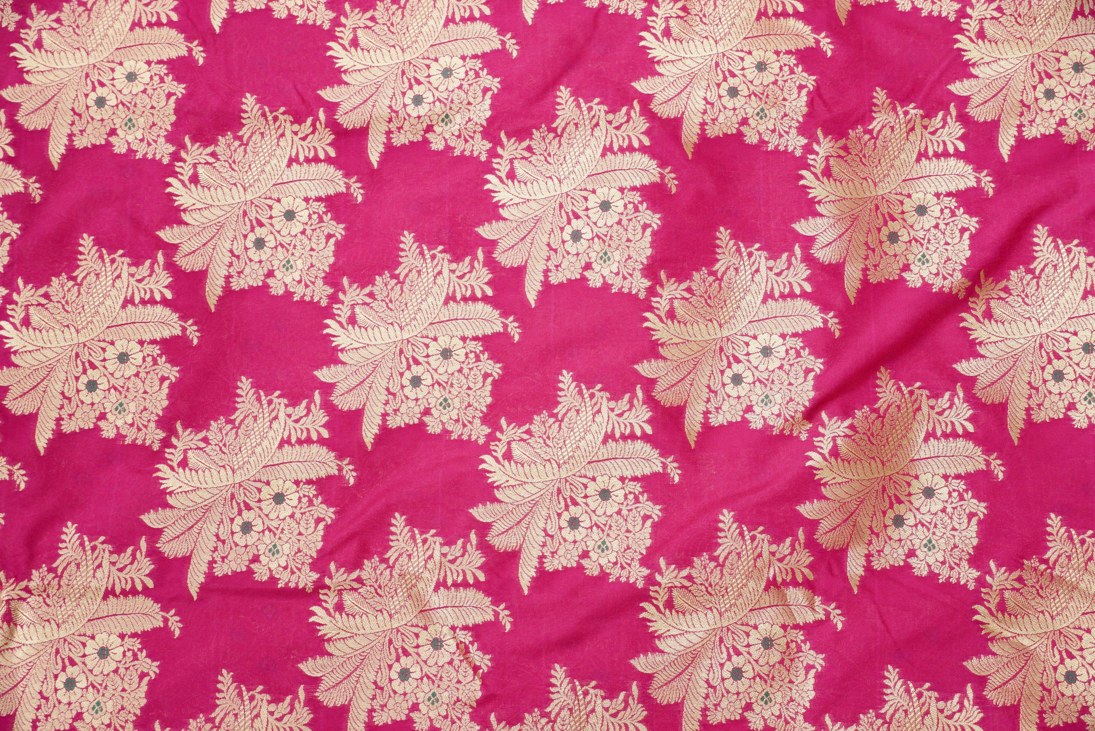 Hot Pink Banarasi Brocade Fabric
