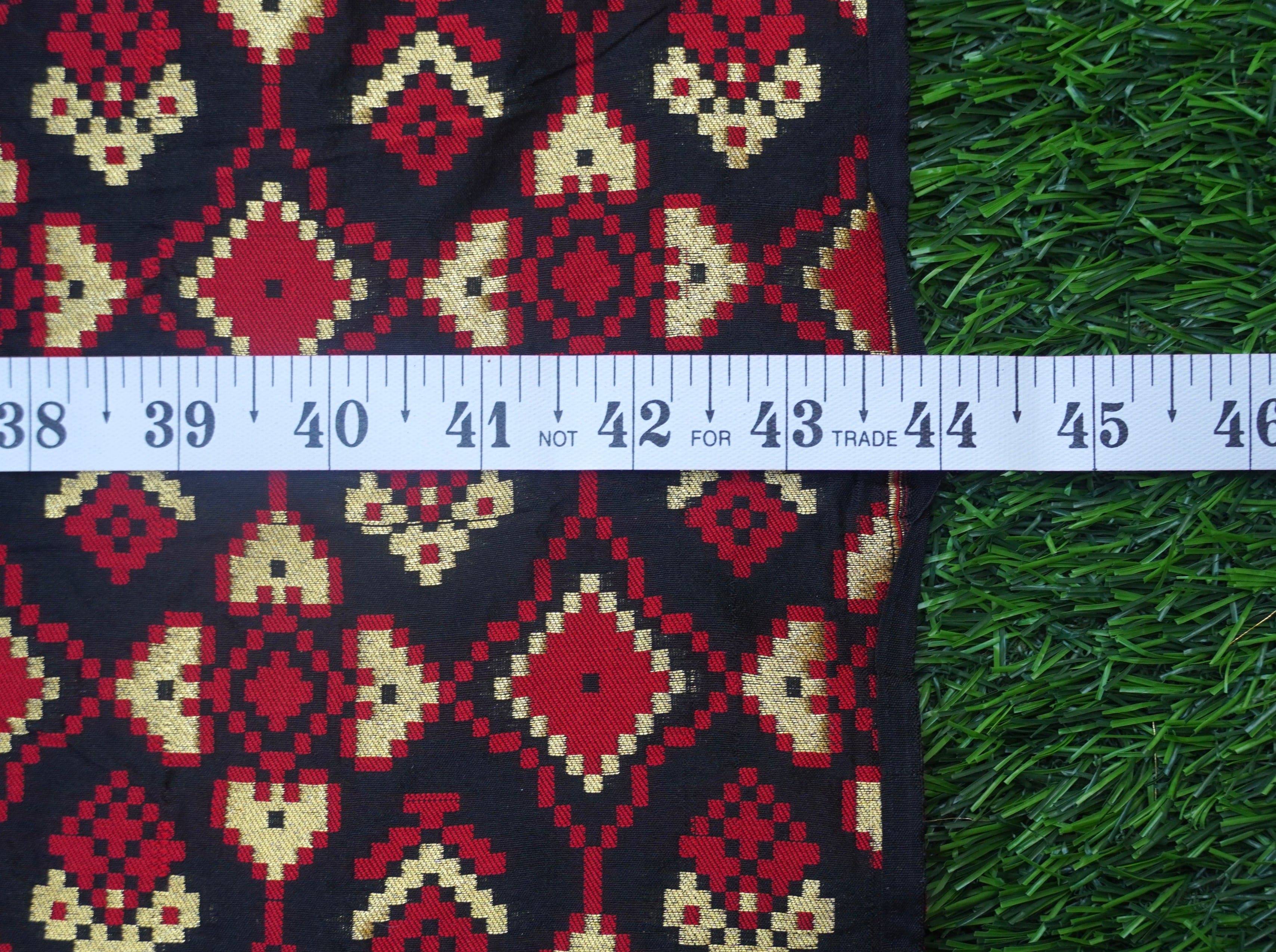 Mehroon & Red Ikaat Banarasi Fabric