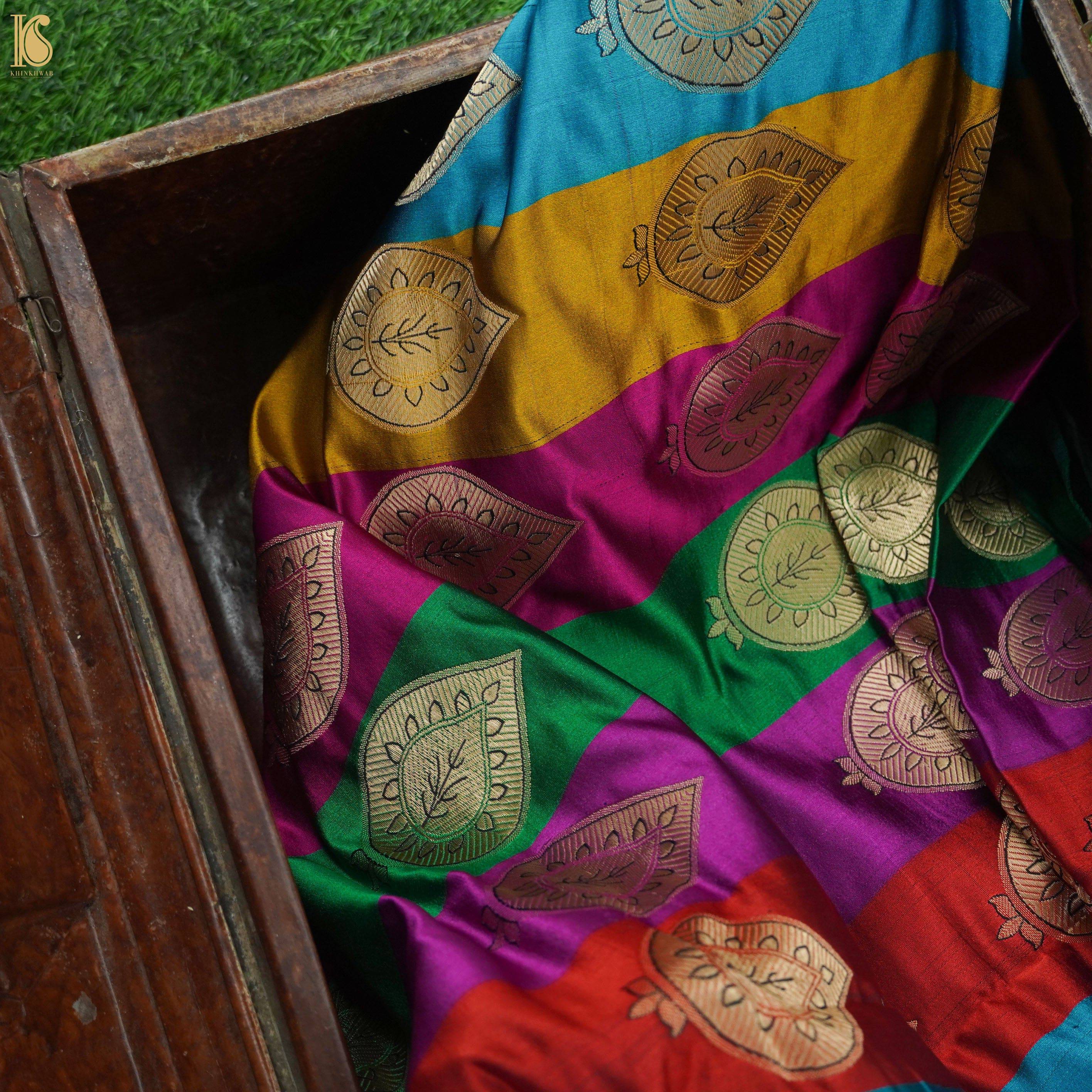 Multicolor Banarasi Semi Silk Border Fabric