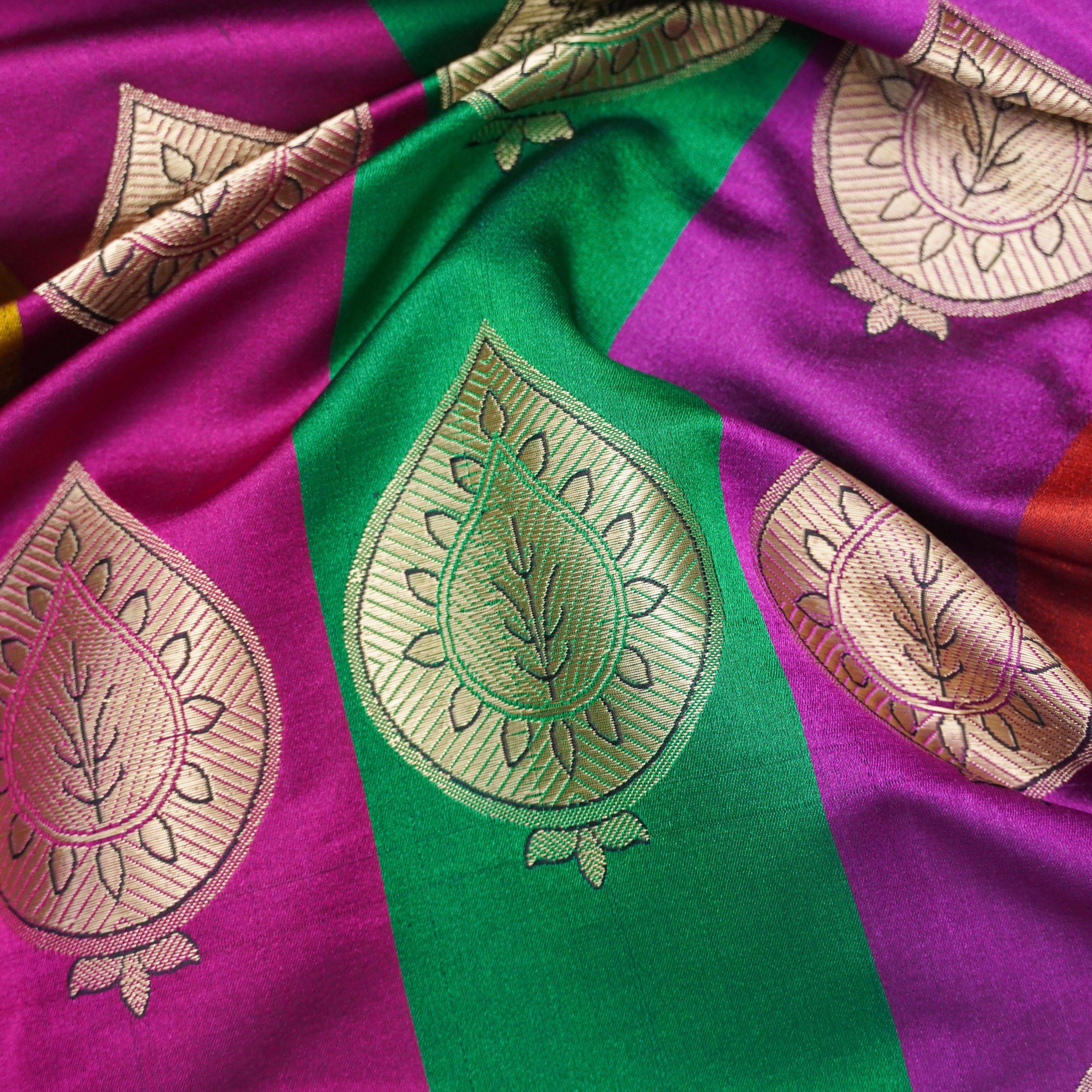Multicolor Banarasi Semi Silk Border Fabric