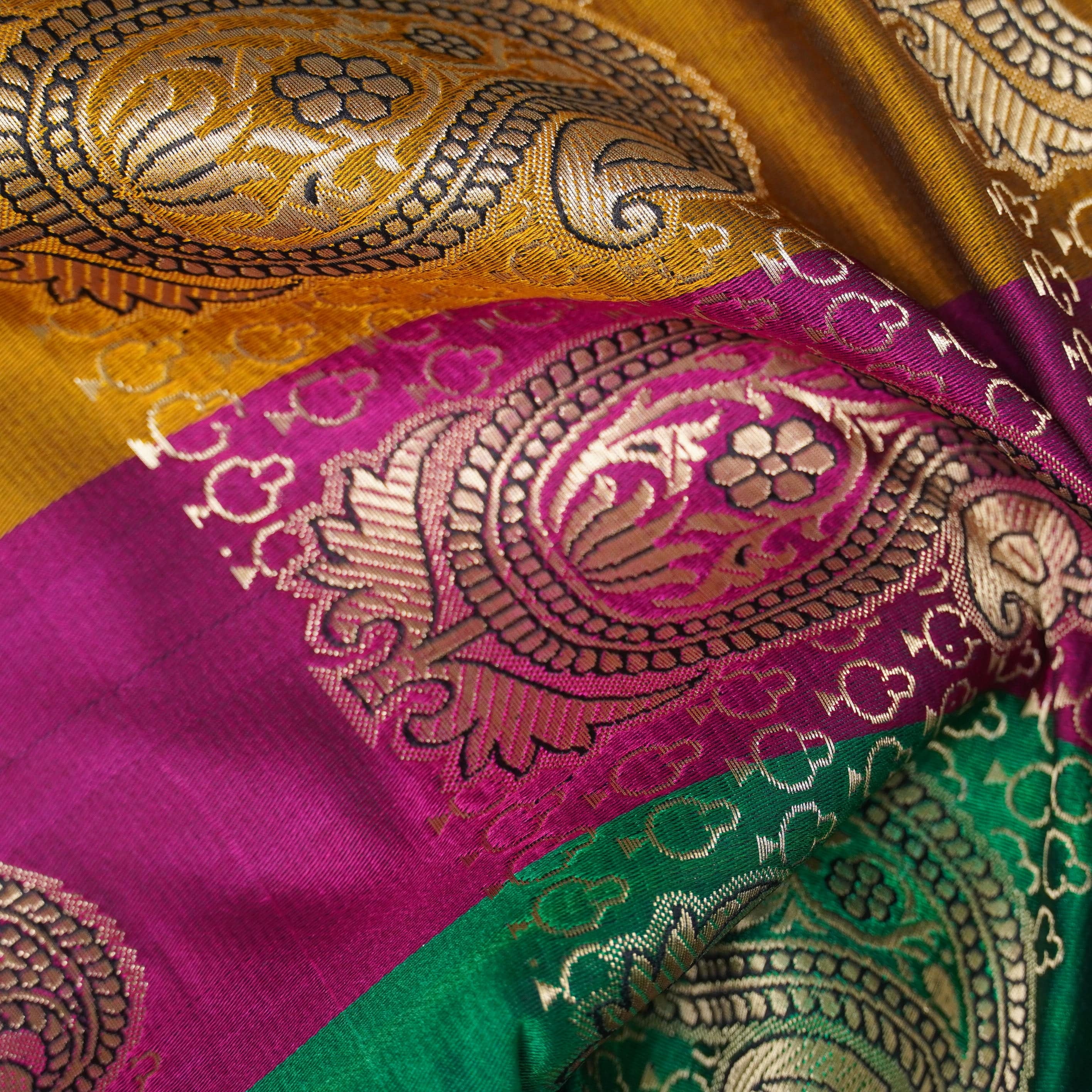 Multicolor Banarasi Semi Silk Border Fabric