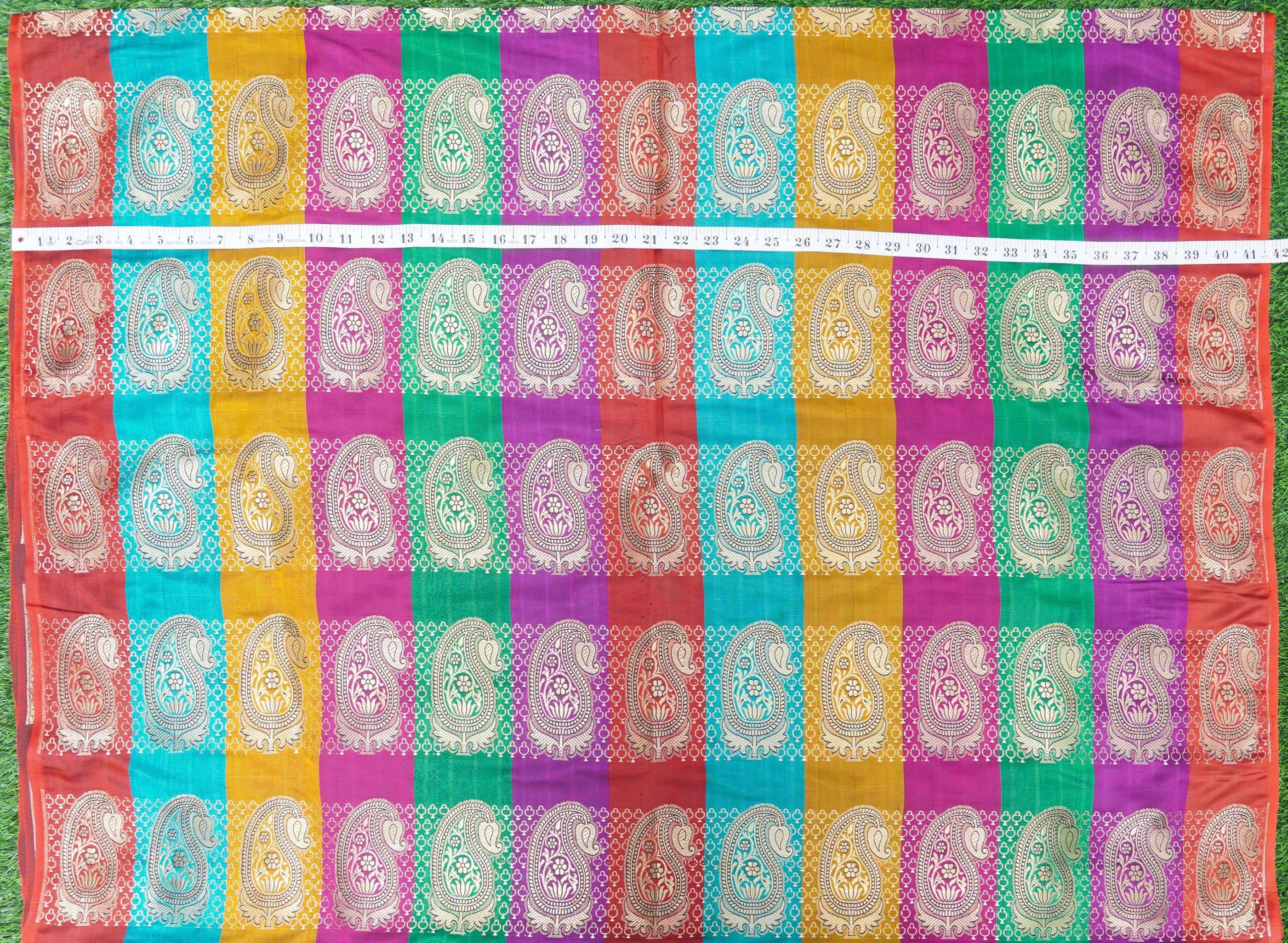Multicolor Banarasi Semi Silk Border Fabric