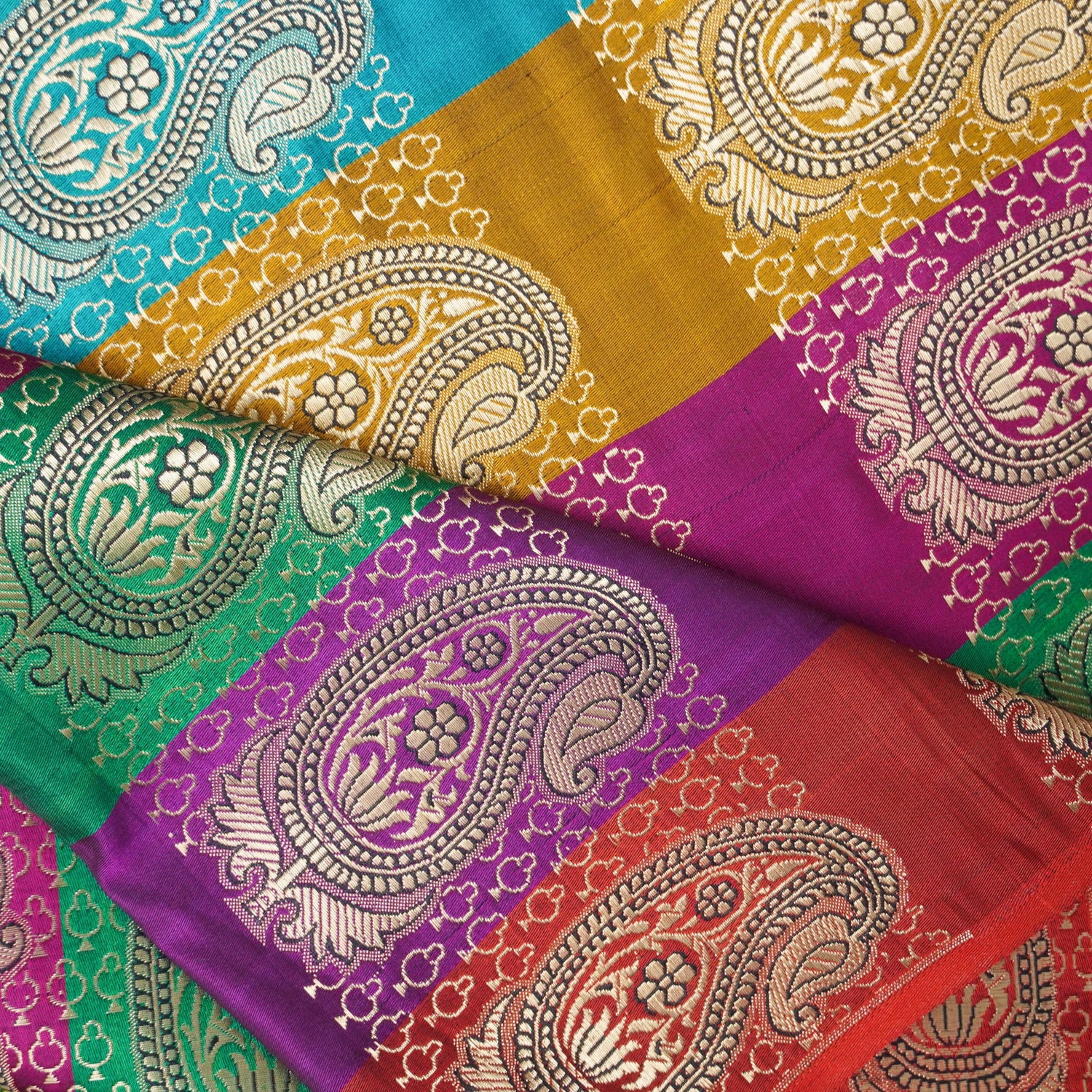 Multicolor Banarasi Semi Silk Border Fabric