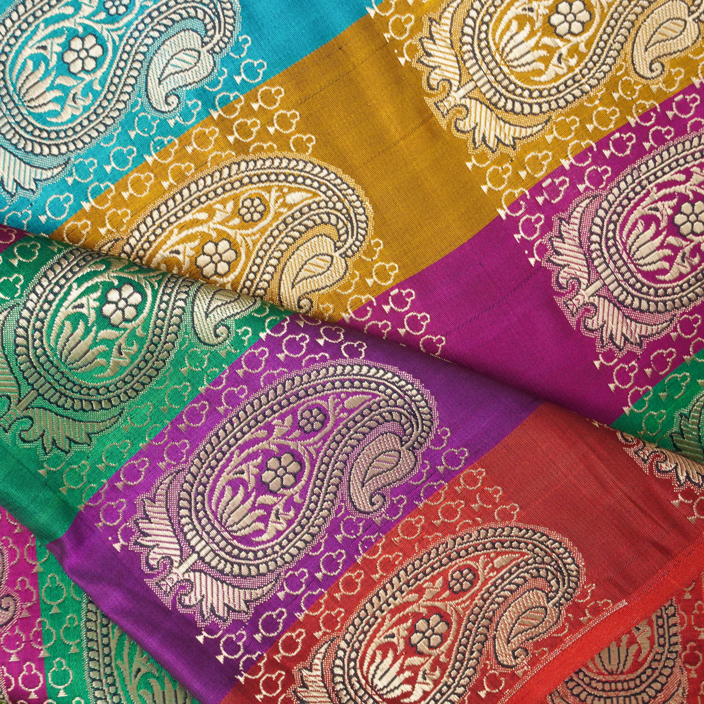 Multicolor Banarasi Semi Silk Border Fabric
