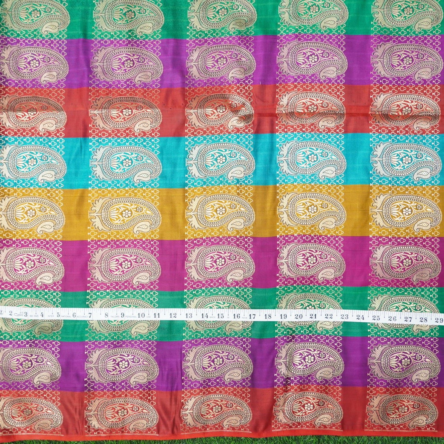 Multicolor Banarasi Semi Silk Border Fabric