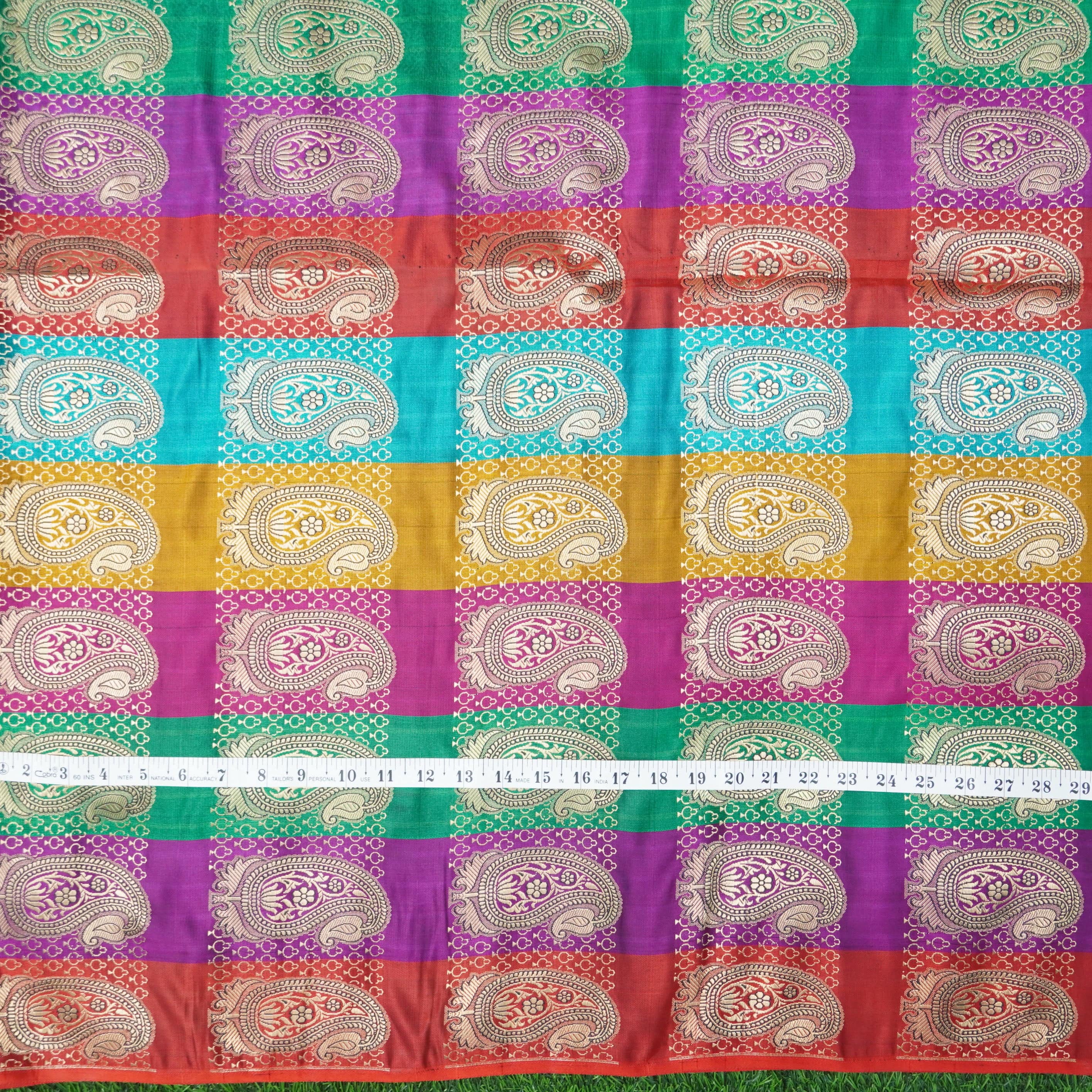 Multicolor Banarasi Semi Silk Border Fabric