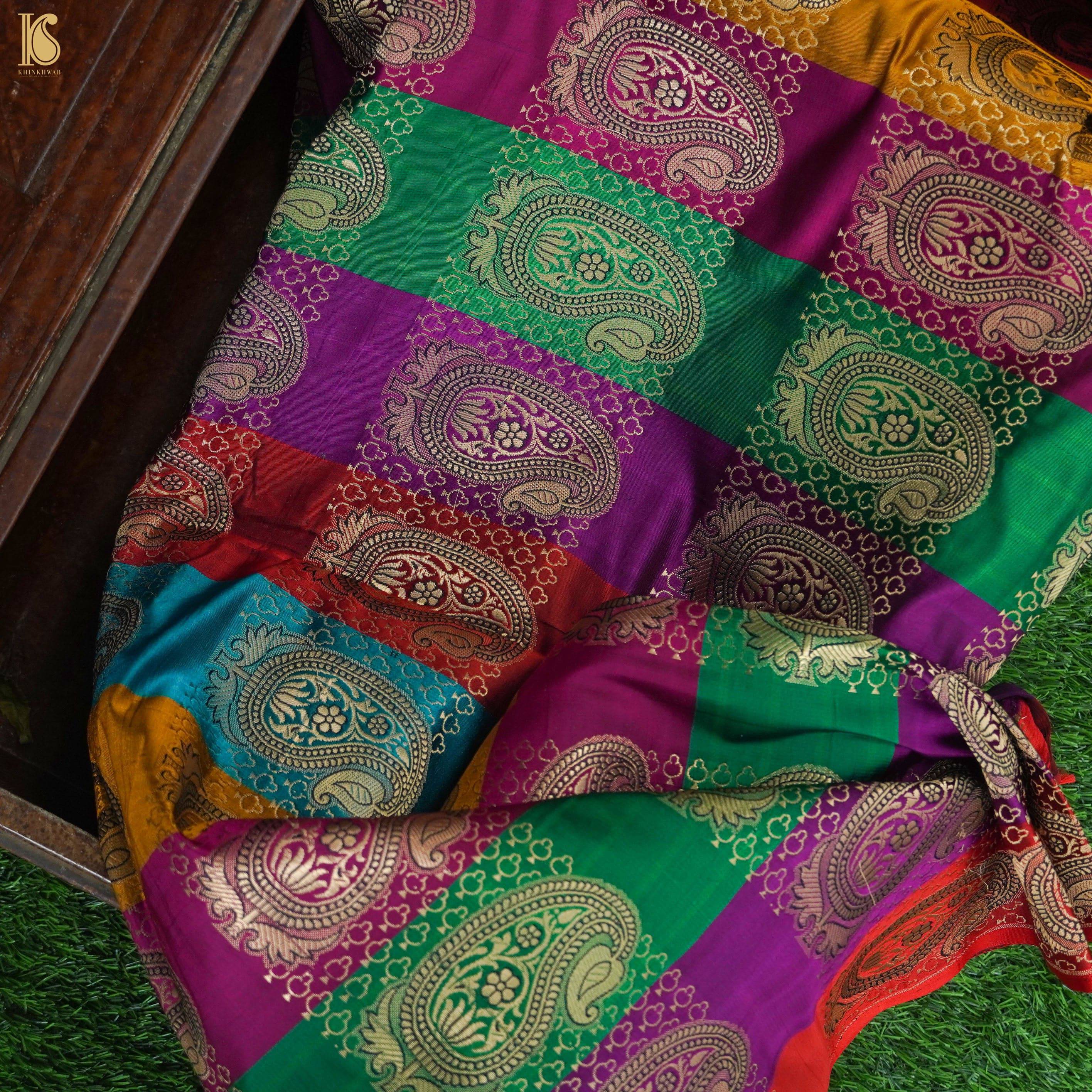 Multicolor Banarasi Semi Silk Border Fabric