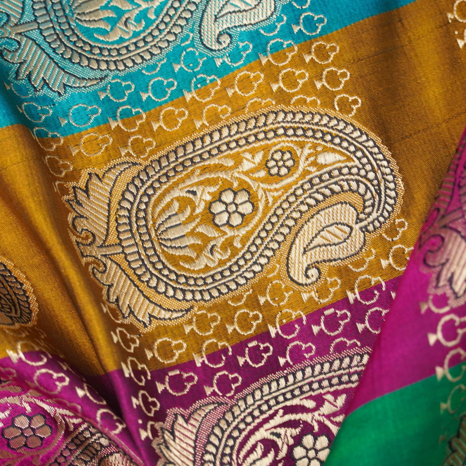 Multicolor Banarasi Semi Silk Border Fabric