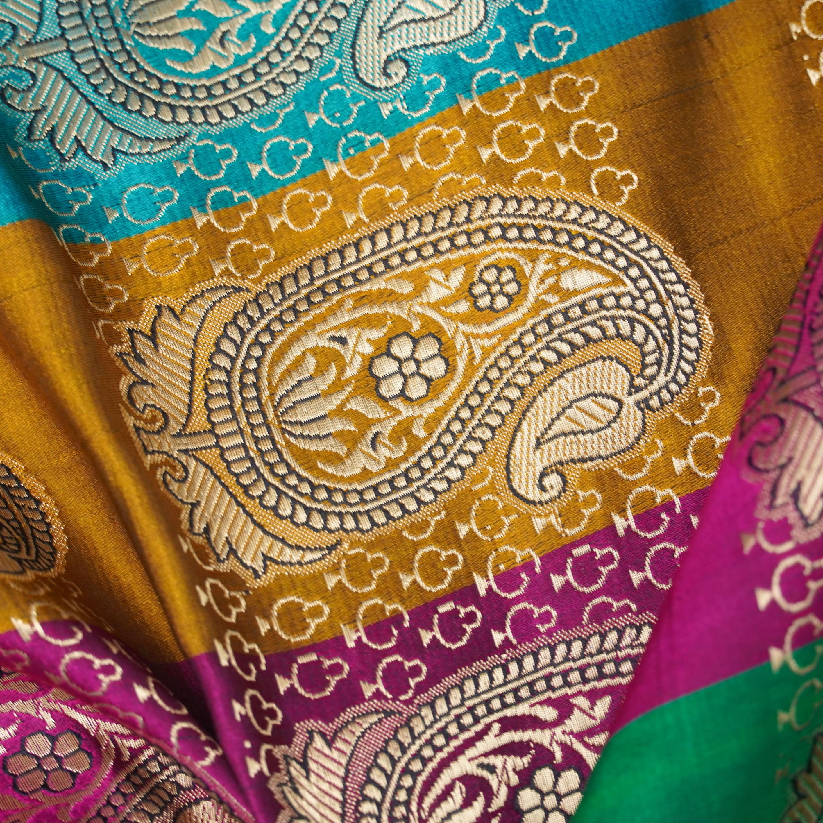 Multicolor Banarasi Semi Silk Border Fabric