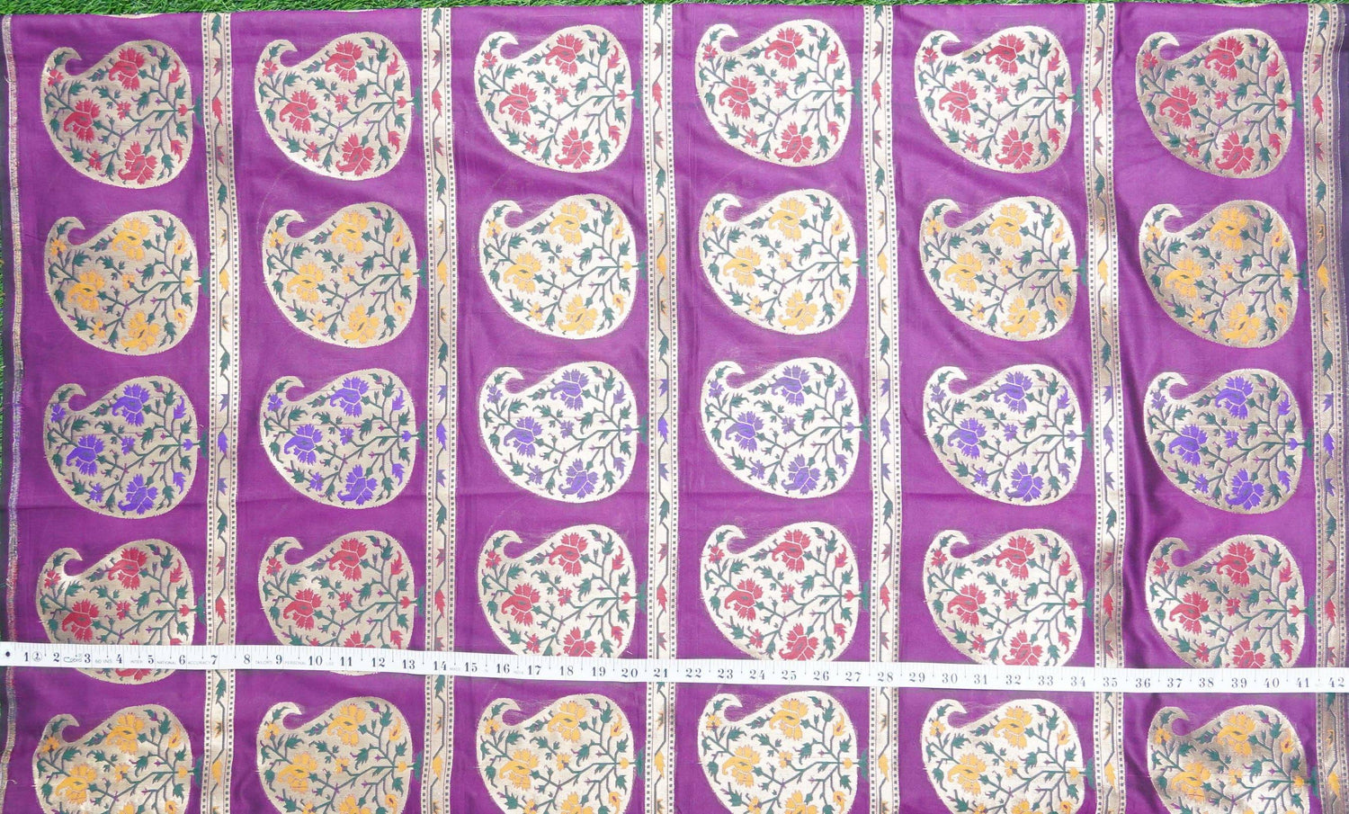 Purple Banarasi Semi Silk Border Fabric