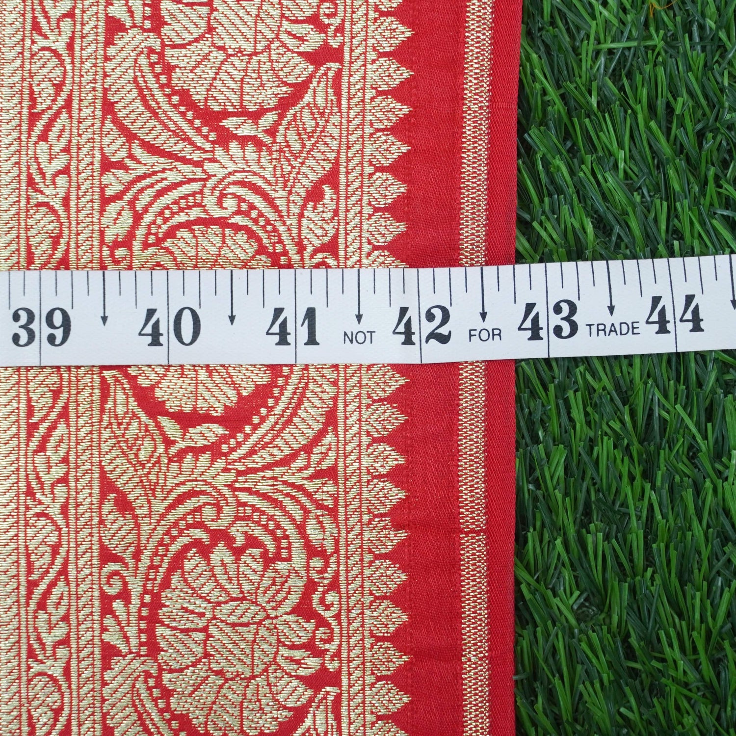 Red Banarasi Semi Silk Border Fabric