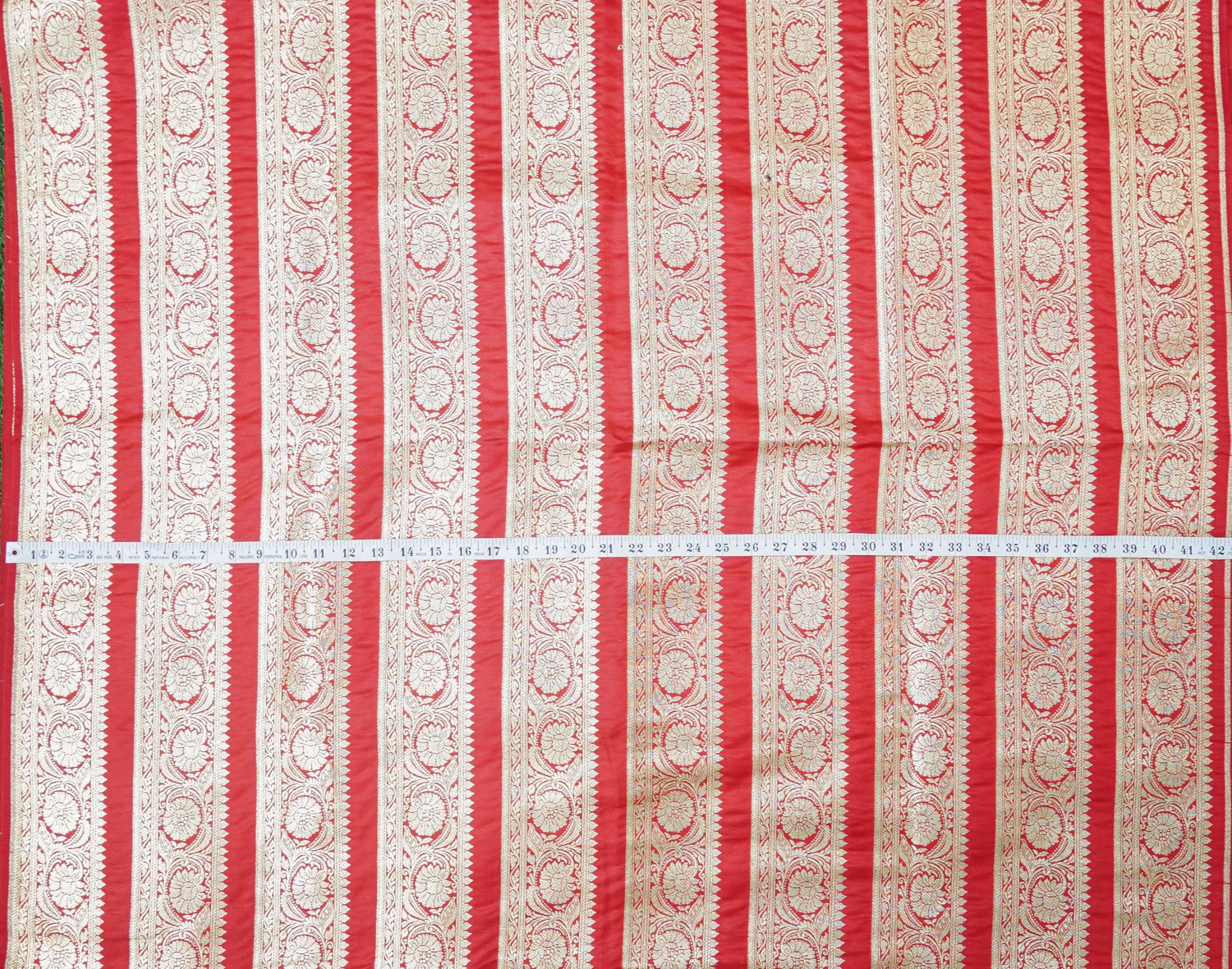 Red Banarasi Semi Silk Border Fabric