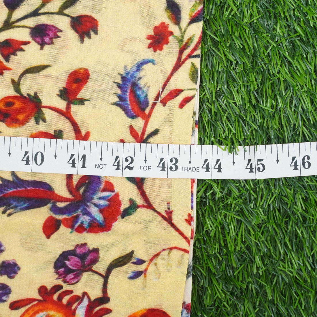 Beige Pure Chanderi Silk Print Fabric