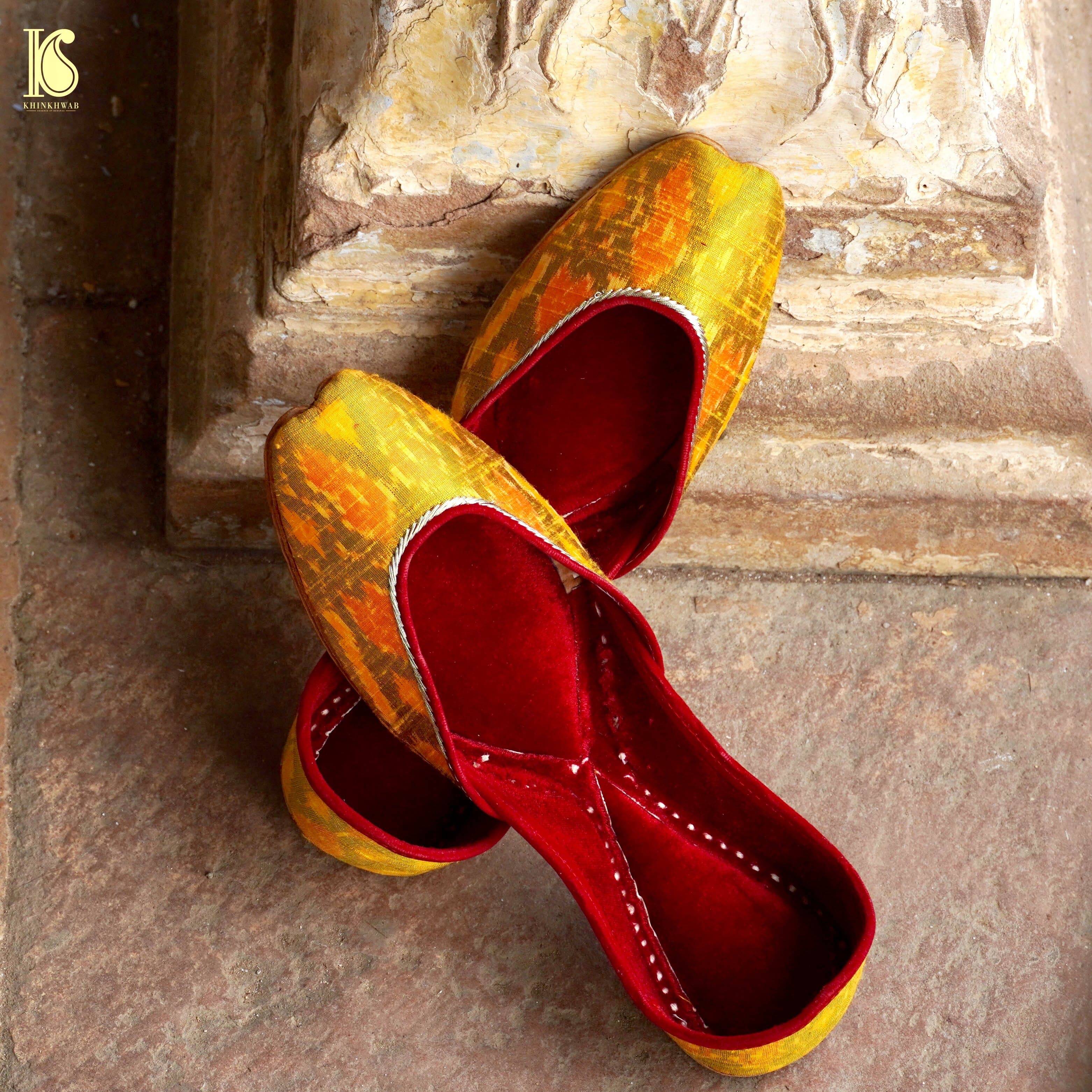 Handcrafted Punjabi Jutti with Velvet & Banarasi Fabric