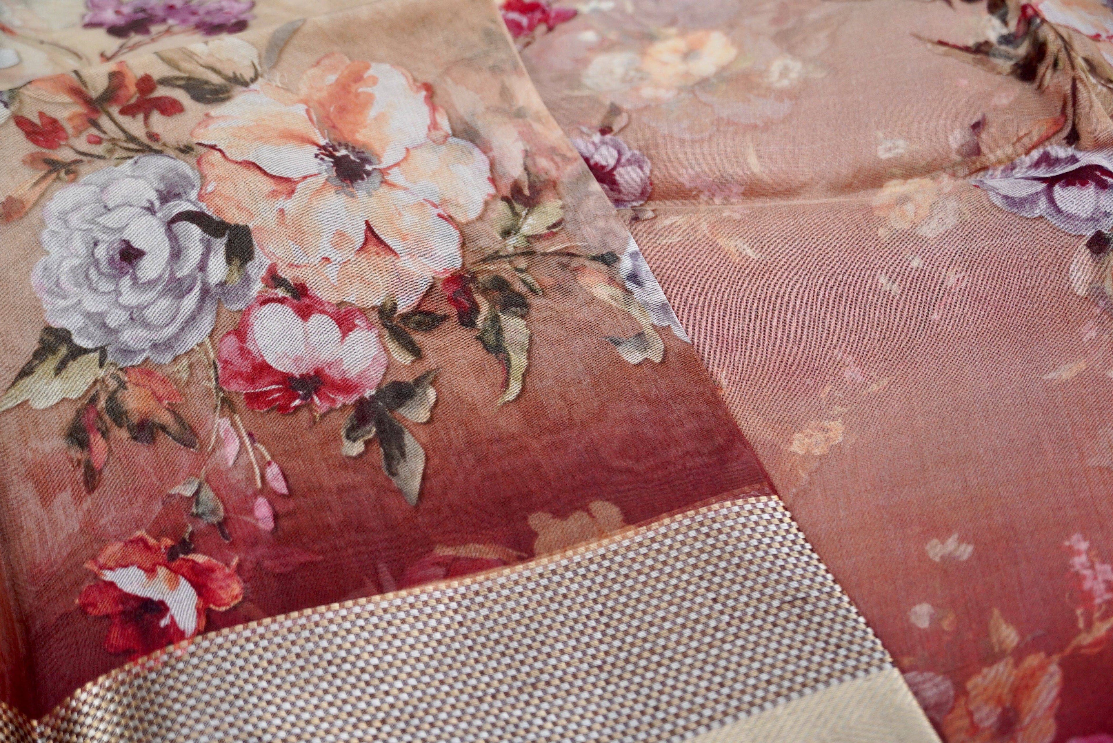 Organza Silk Print Saree