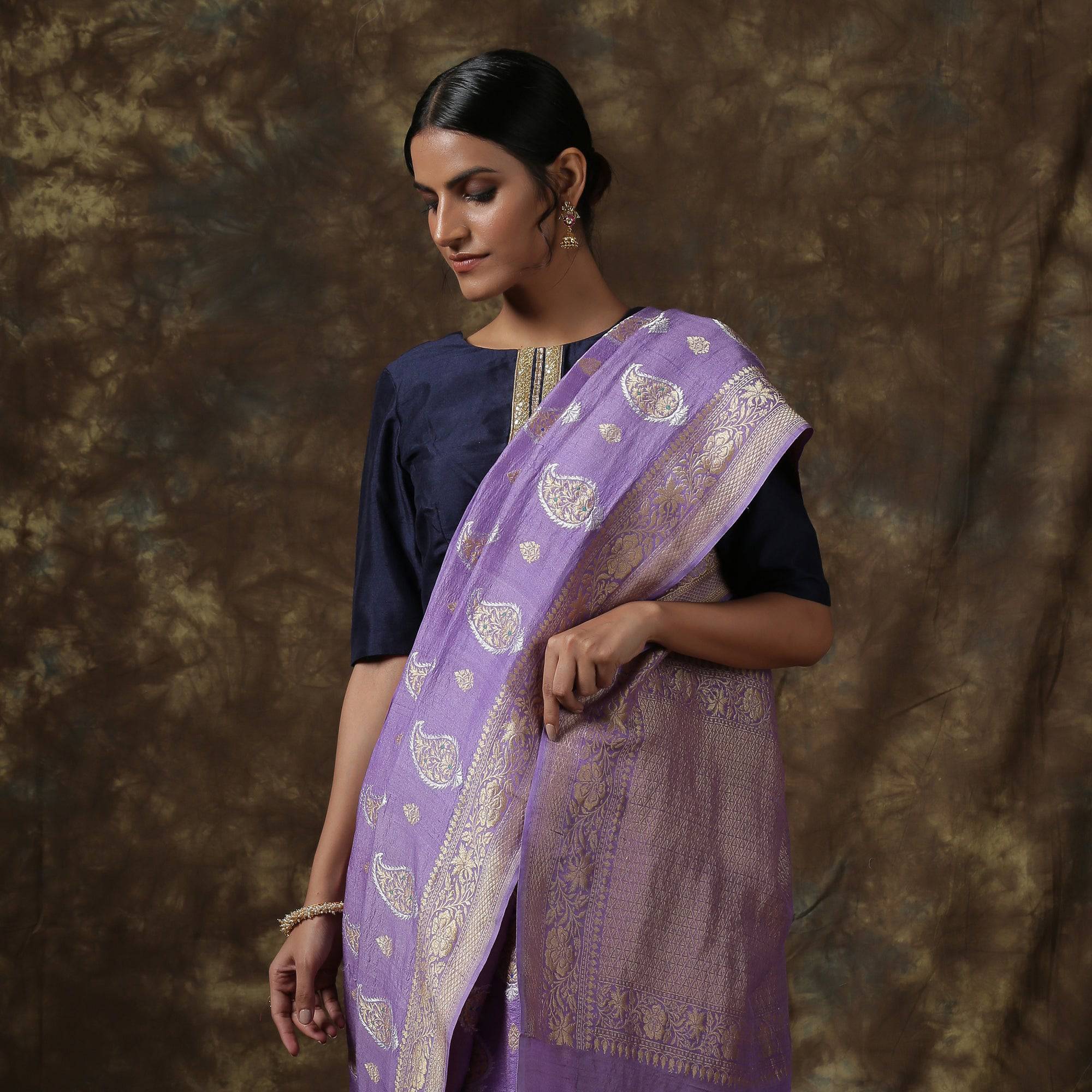 Handwoven Banarasi Tussar Georgette Saree