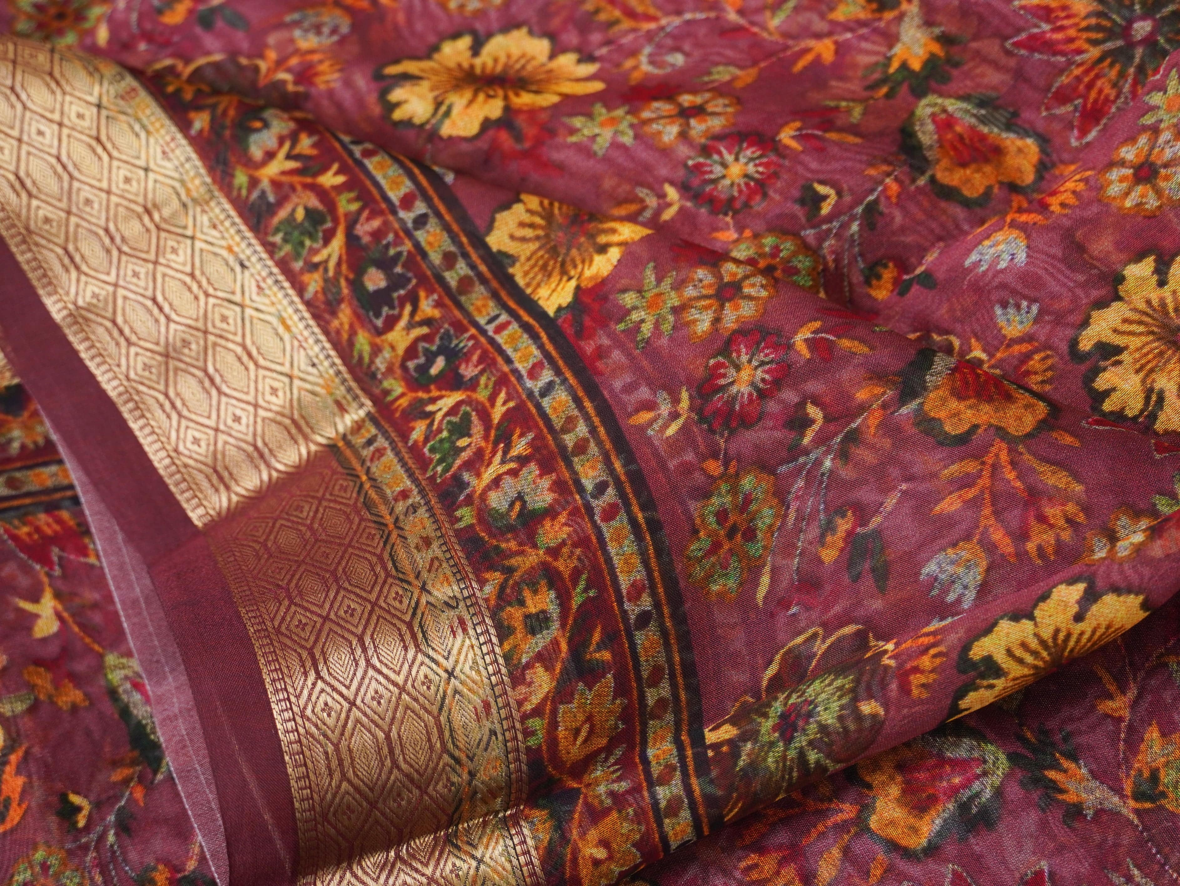 Organza Silk Print Saree