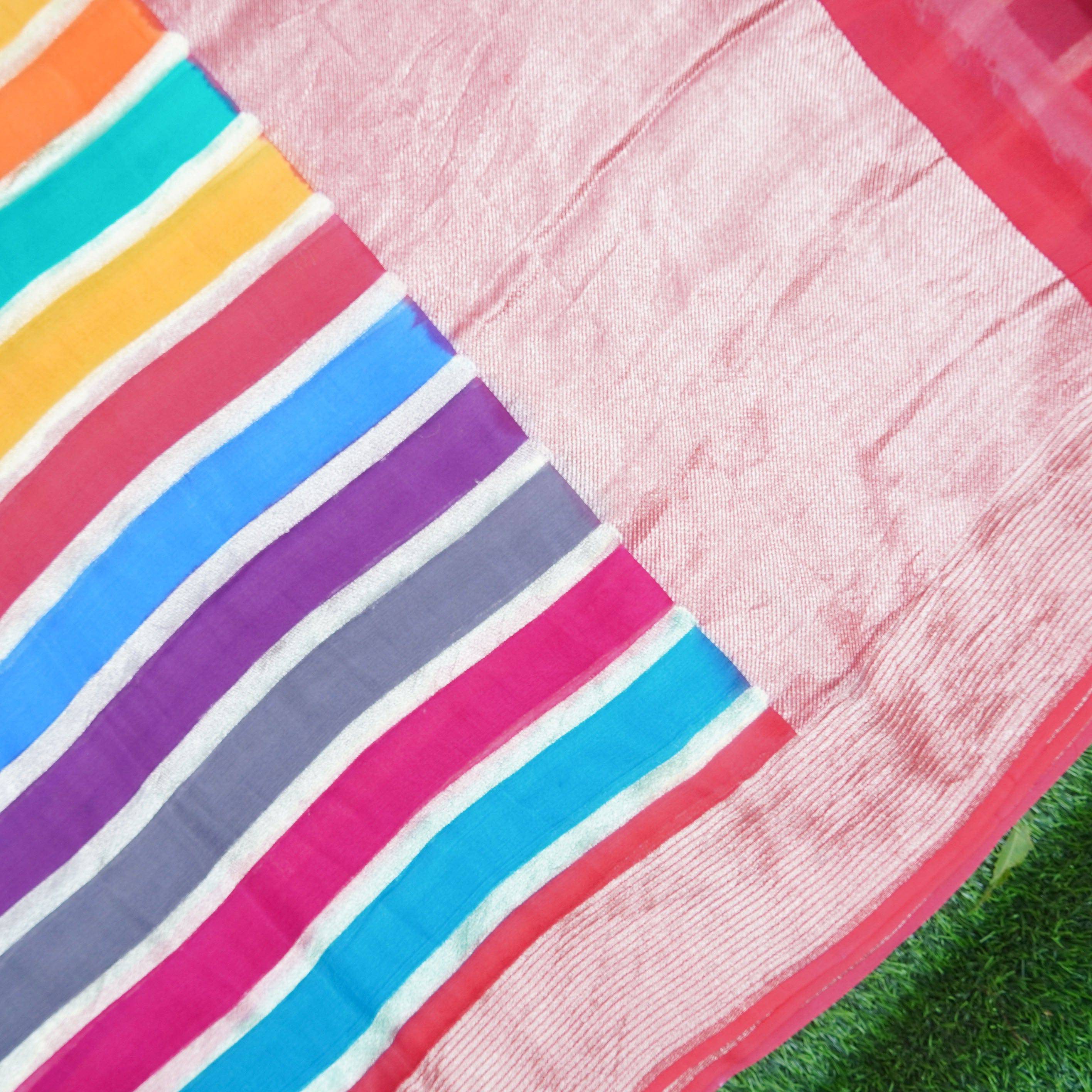 Georgette Handloom Stripes Banarasi Rangkat Saree