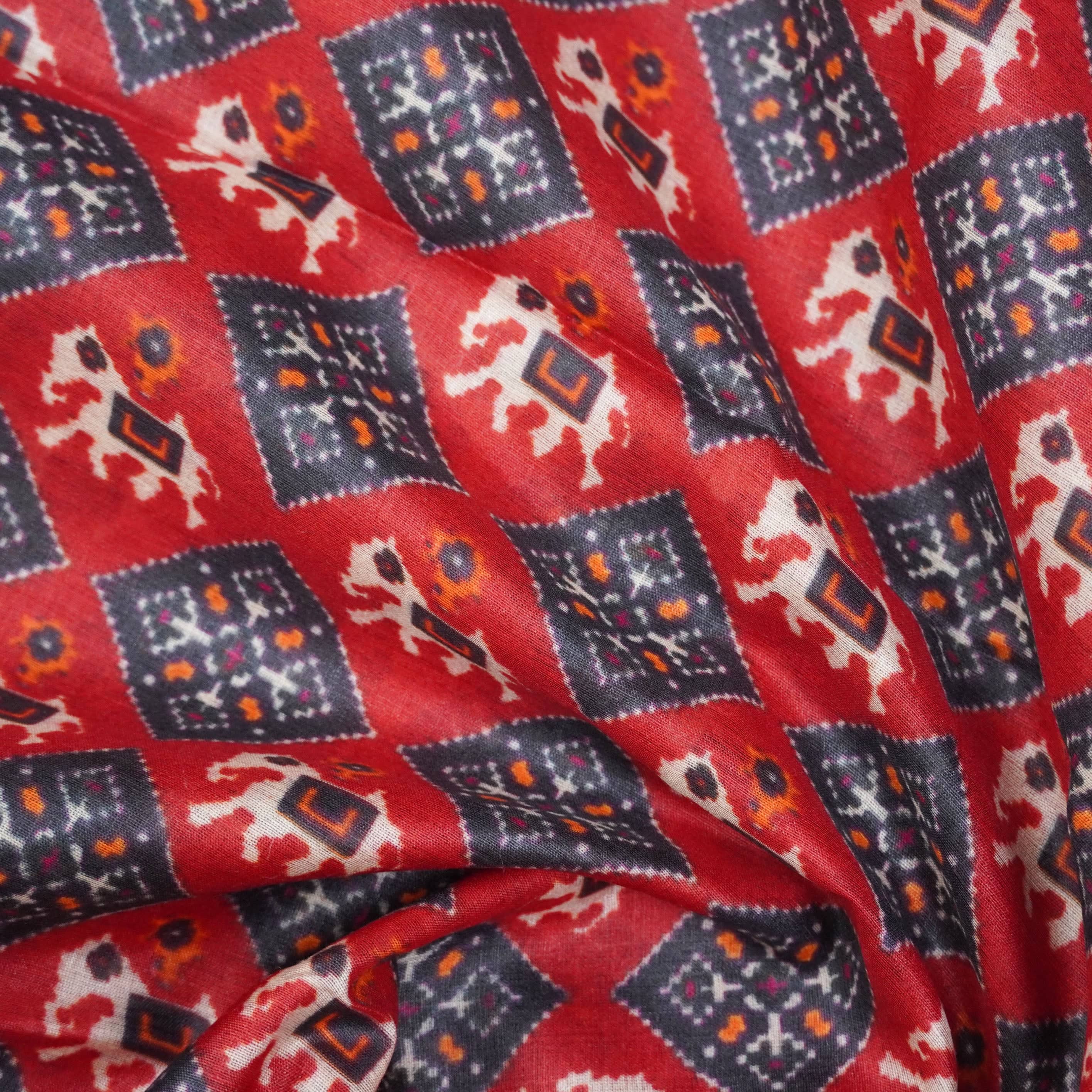 Pure Tussar Georgette Silk Print Fabric