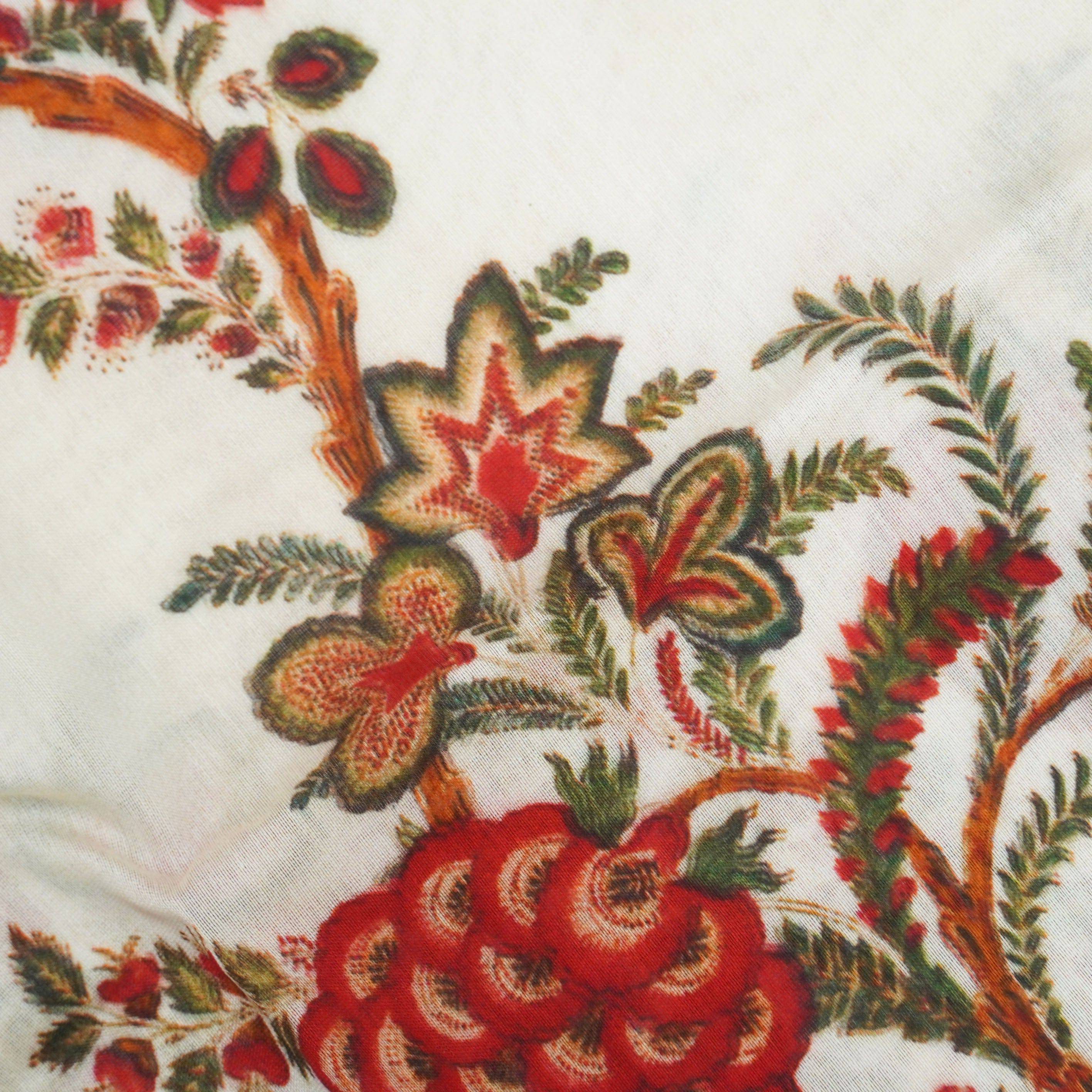 White Pure Chanderi Silk Print Fabric