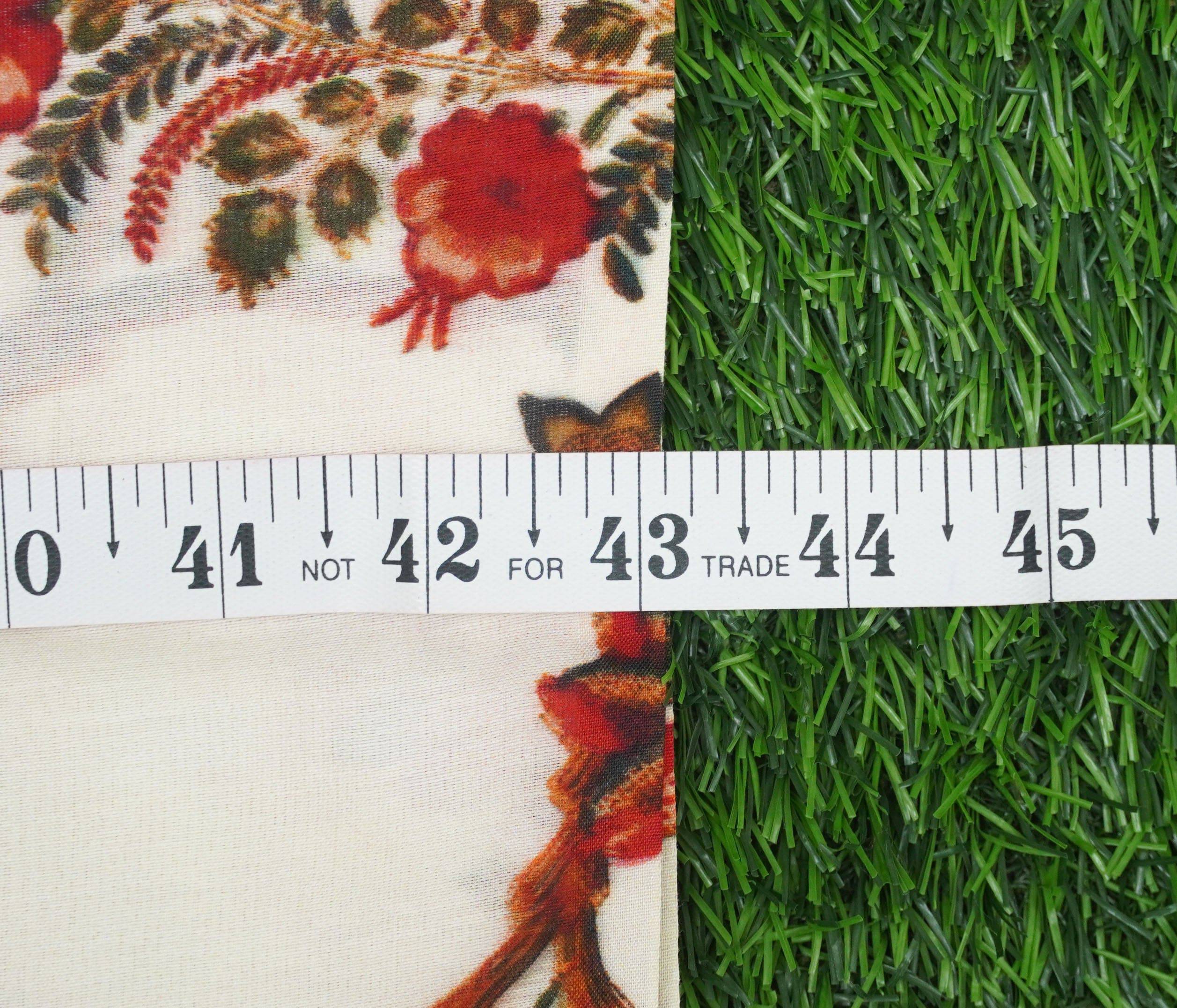 White Pure Chanderi Silk Print Fabric