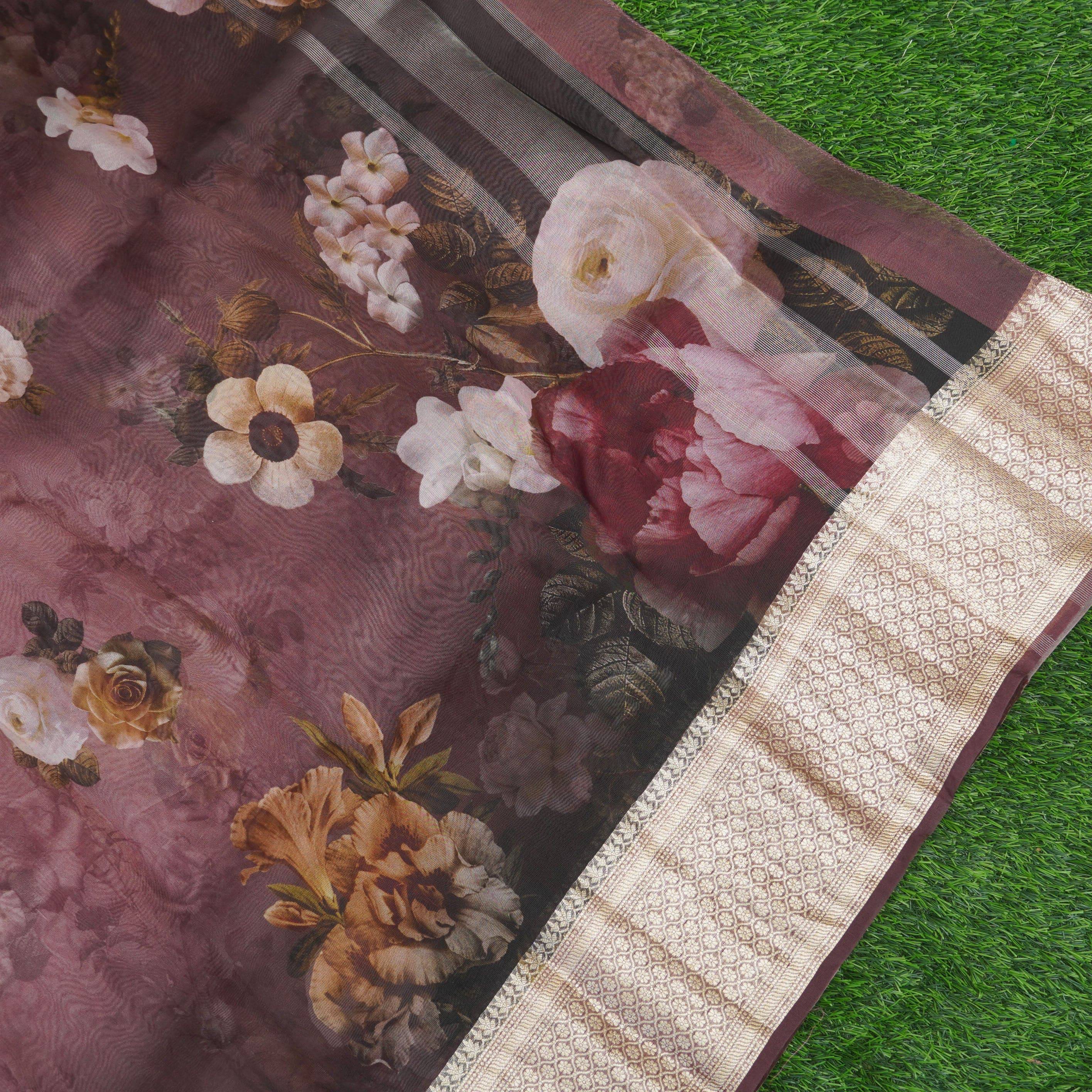 Organza Silk Print Saree