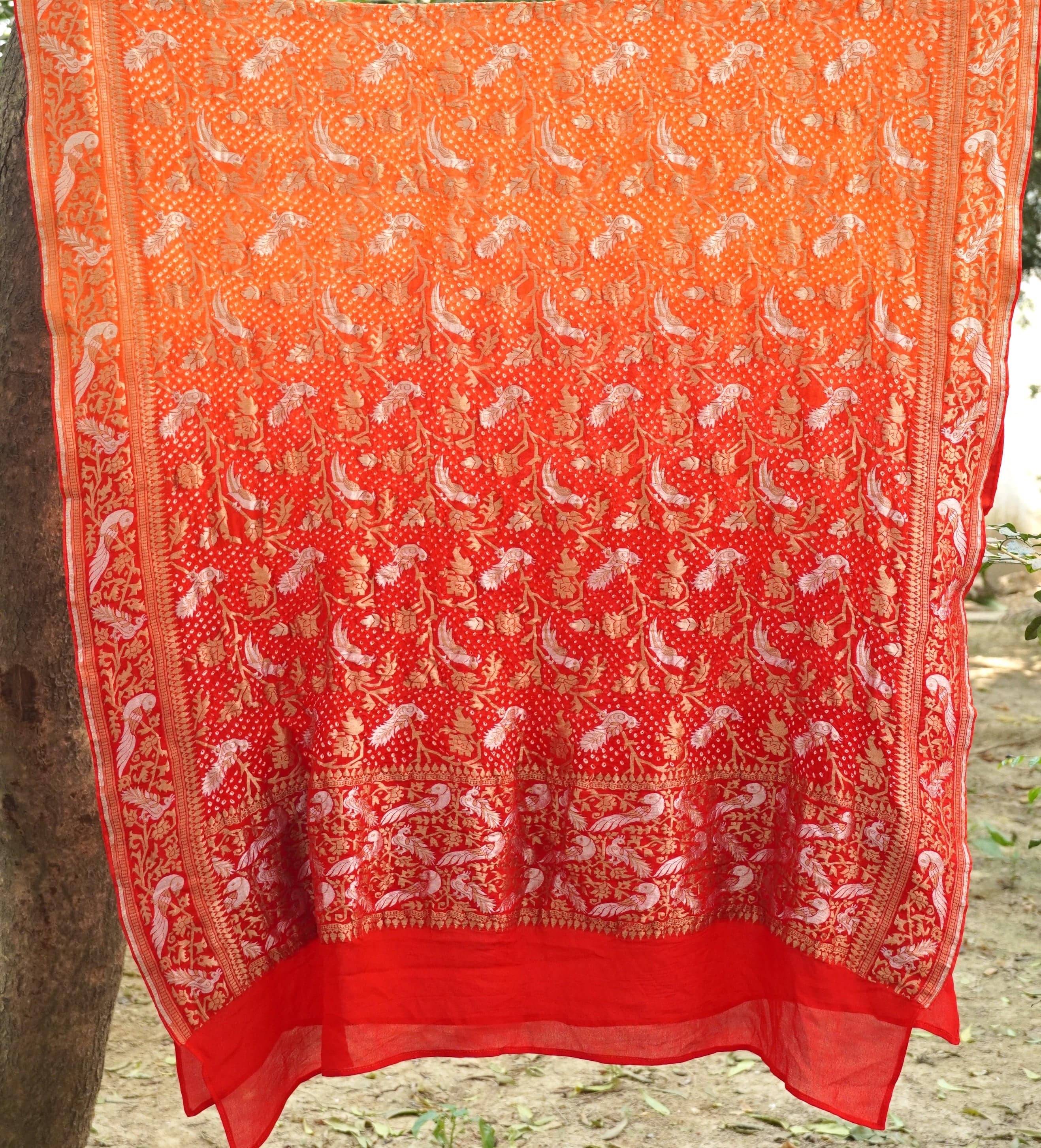 Banarasi Georgette Bandhani Birds Dupatta