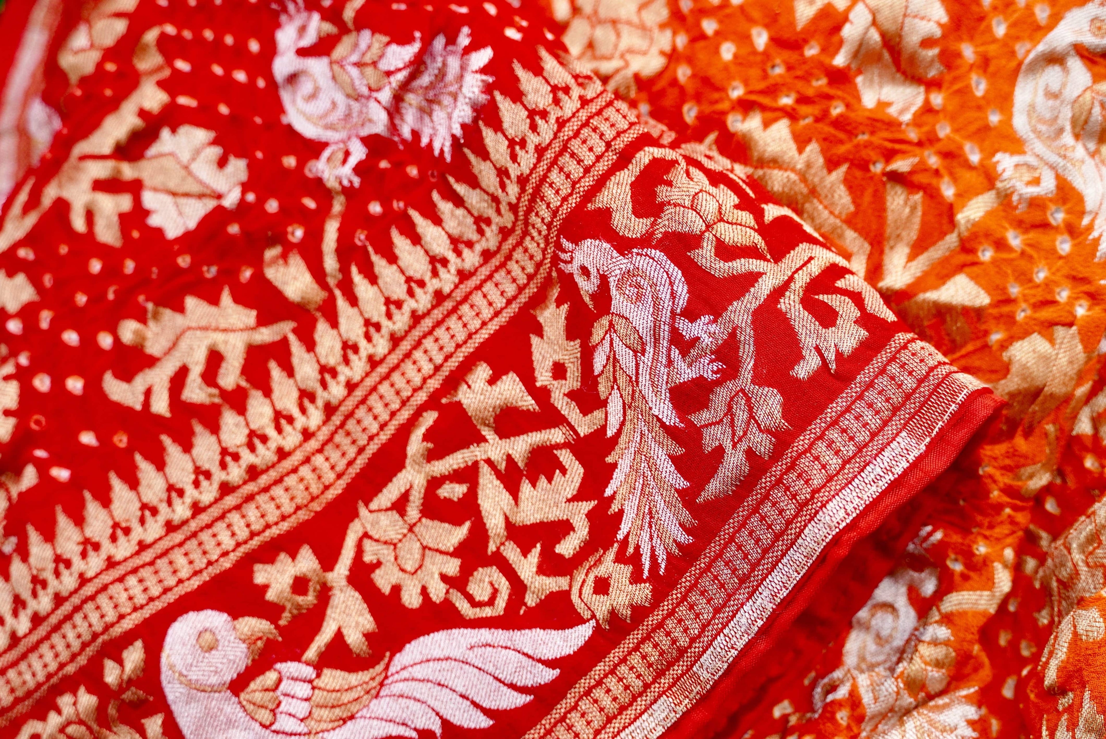 Banarasi Georgette Bandhani Birds Dupatta