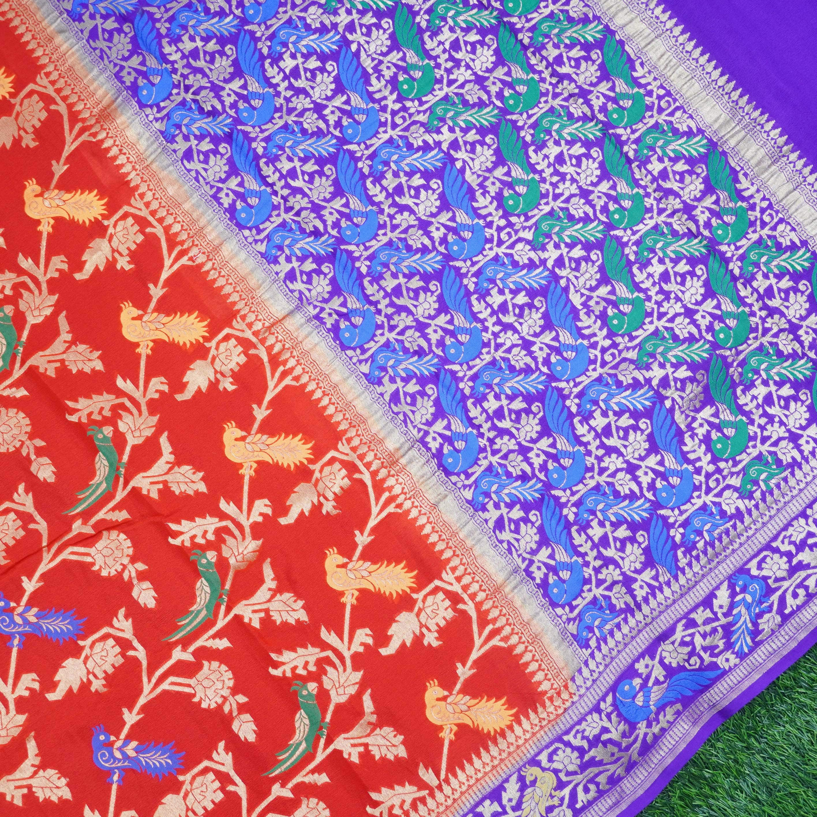 Georgette Banarasi Birds of Paradise Saree