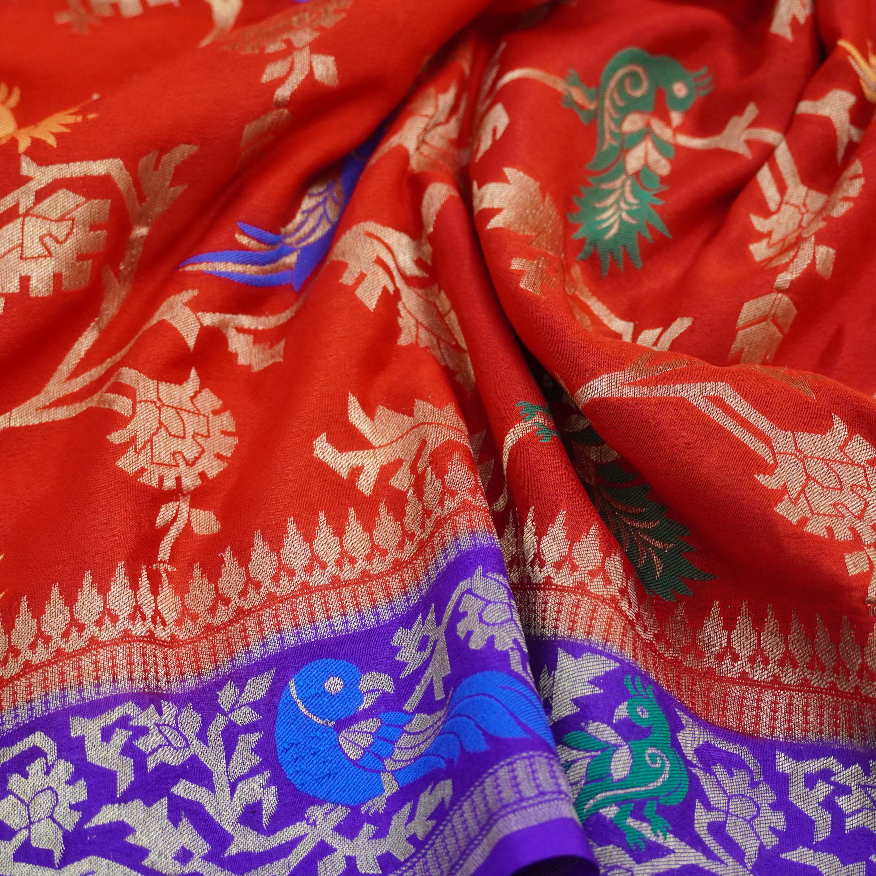 Georgette Banarasi Birds of Paradise Saree