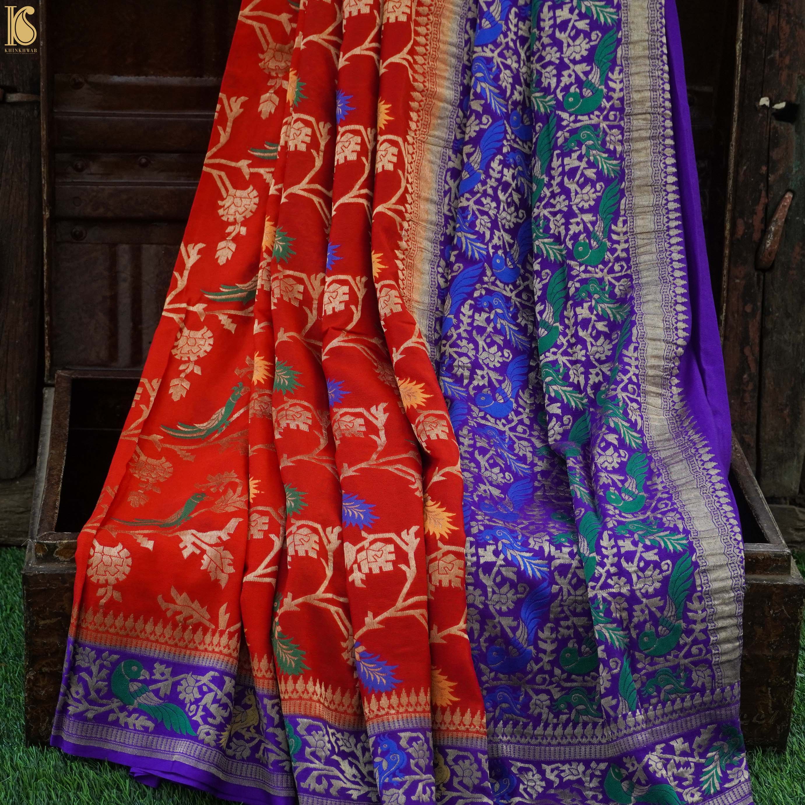 Georgette Banarasi Birds of Paradise Saree