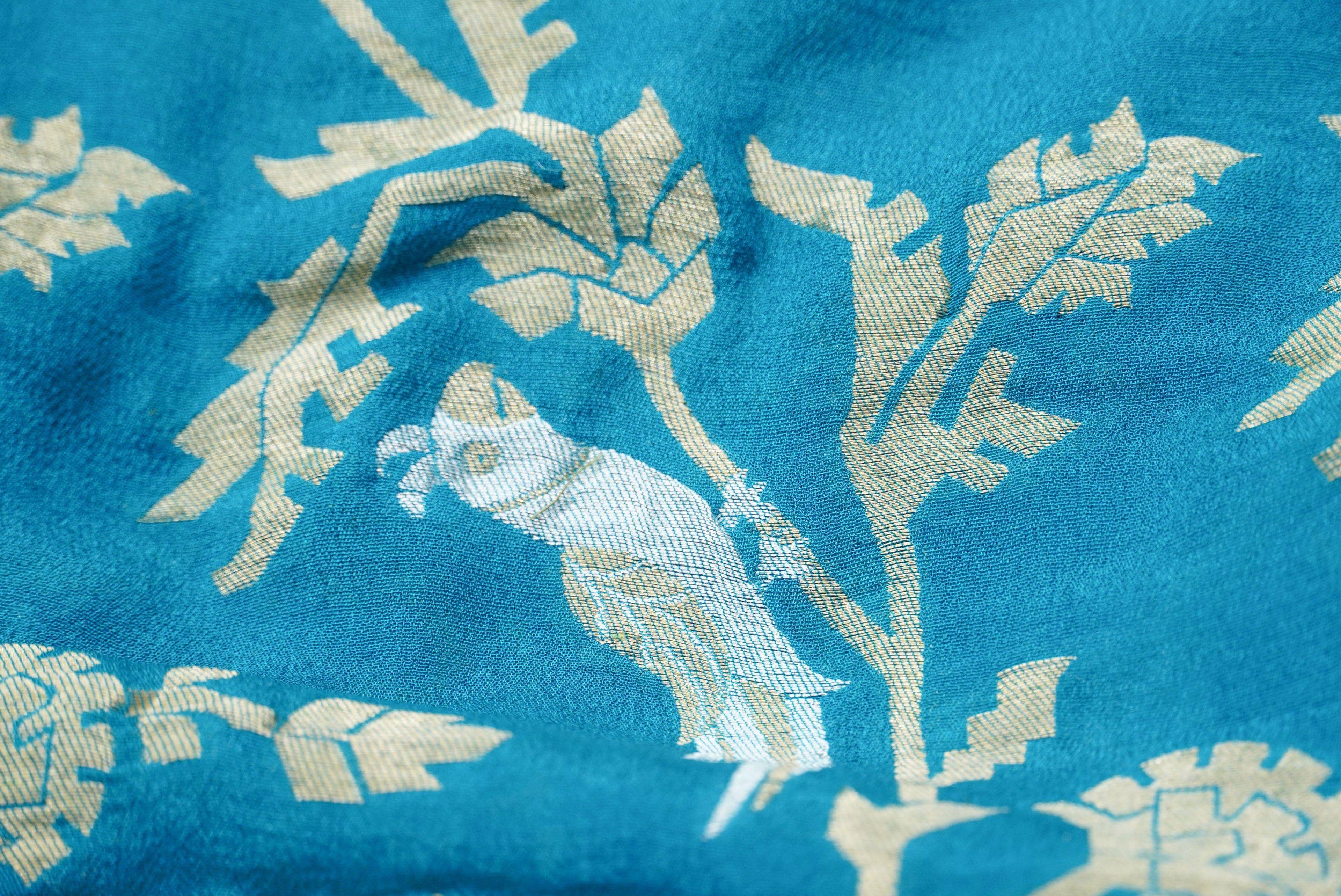Banarasi Georgette Teal Birds Dupatta