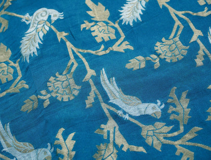 Banarasi Georgette Teal Birds Dupatta