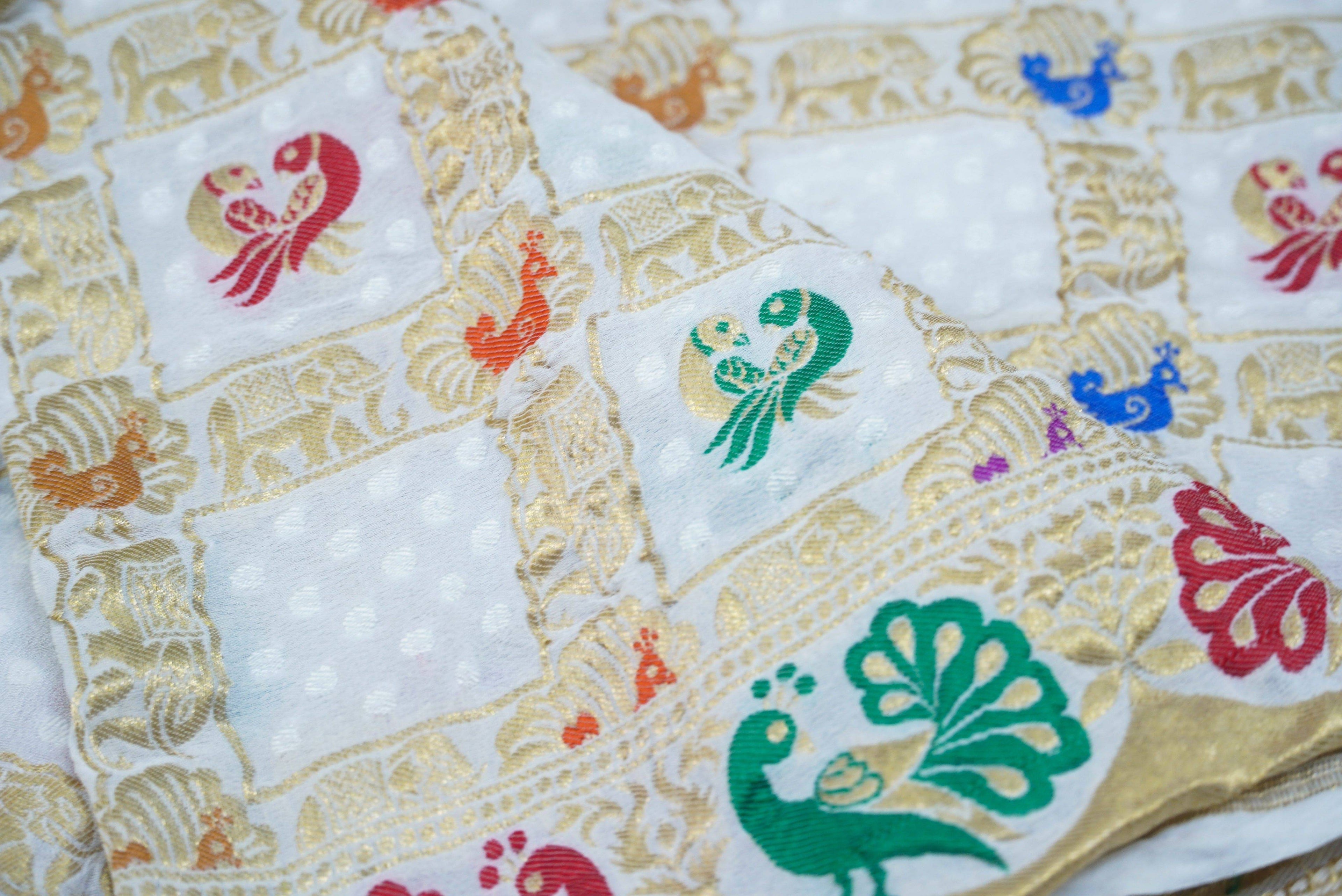 Georgette Banarasi Birds of Paradise Saree