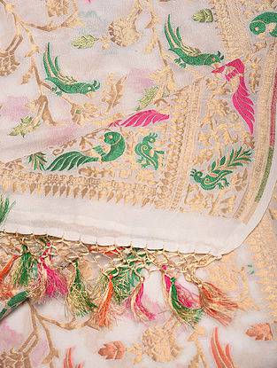 Banarasi Georgette White Birds Dupatta