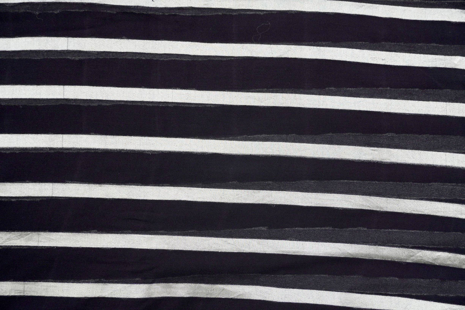 Black Pure Georgette Handloom Stripes Banarasi Saree