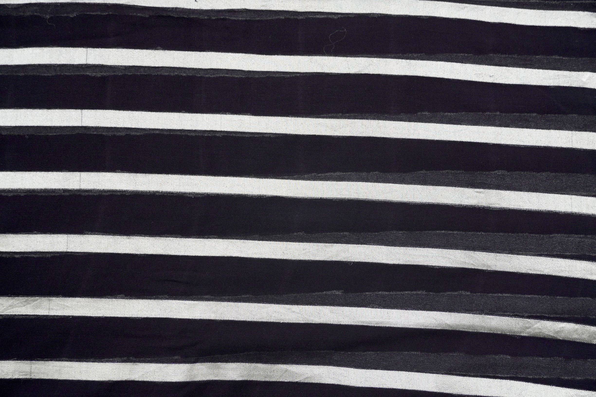 Black Pure Georgette Handloom Stripes Banarasi Saree