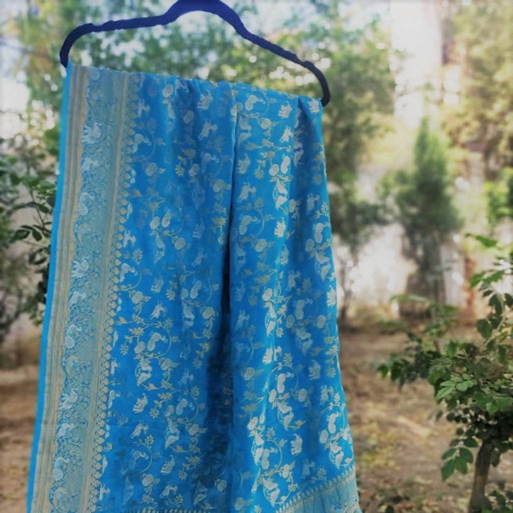 Blue Lace Kota Dupatta – prakritijaipur