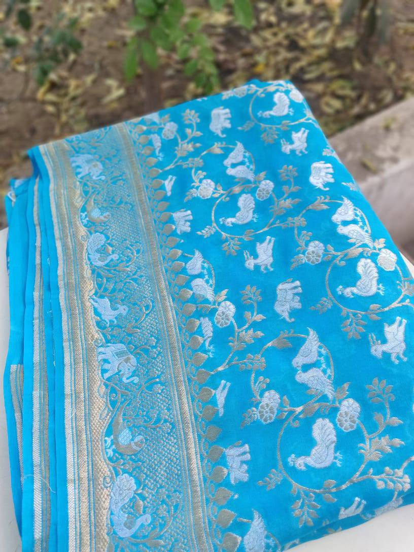 Georgette Shikaragah Handwoven Banarasi Dupatta
