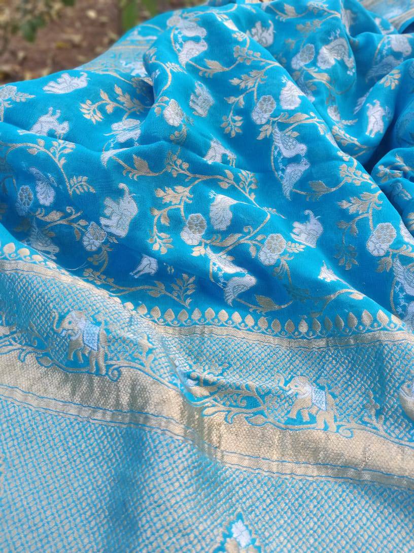 Georgette Shikaragah Handwoven Banarasi Dupatta