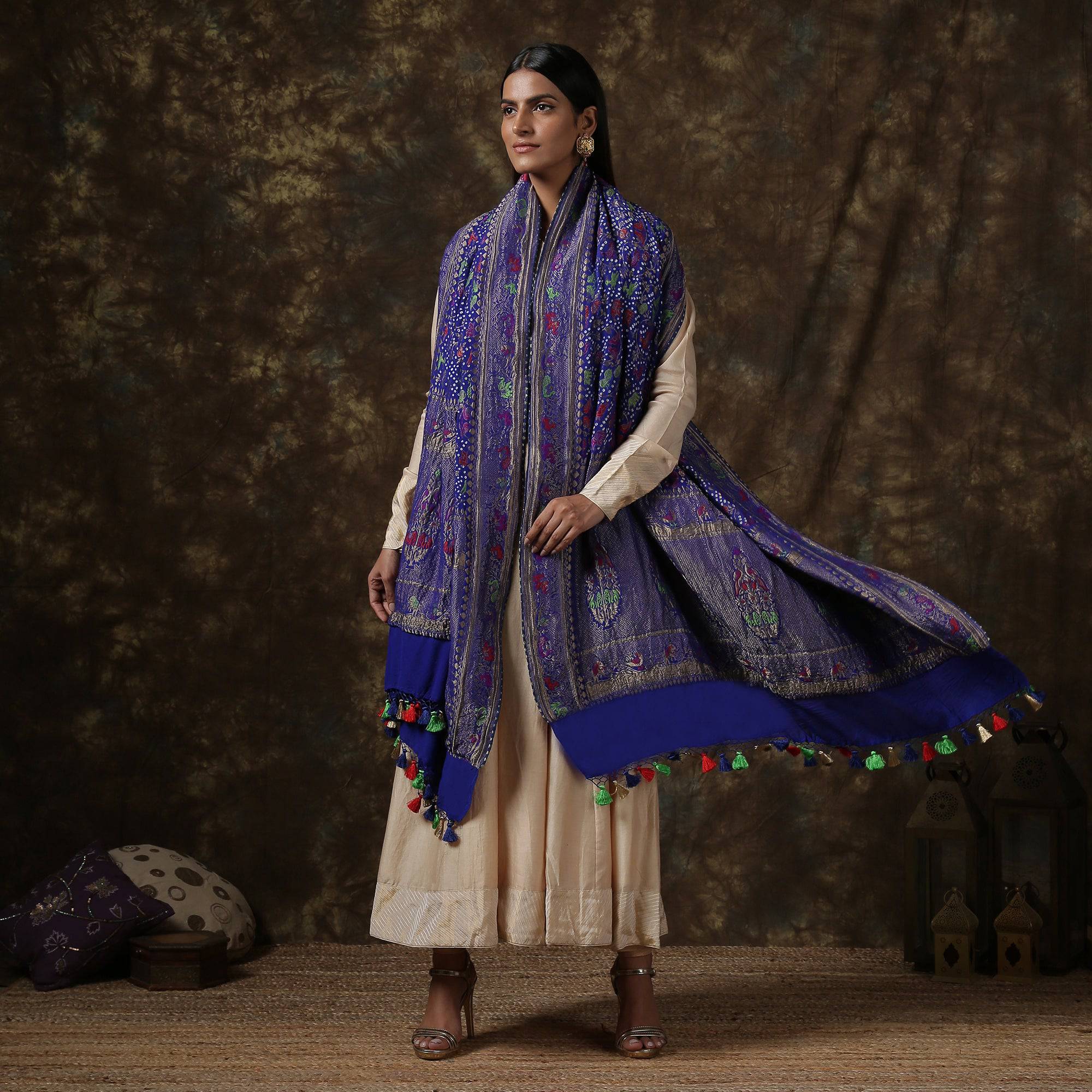 Banarasi Bandhani Georgette Shikargah Dupatta