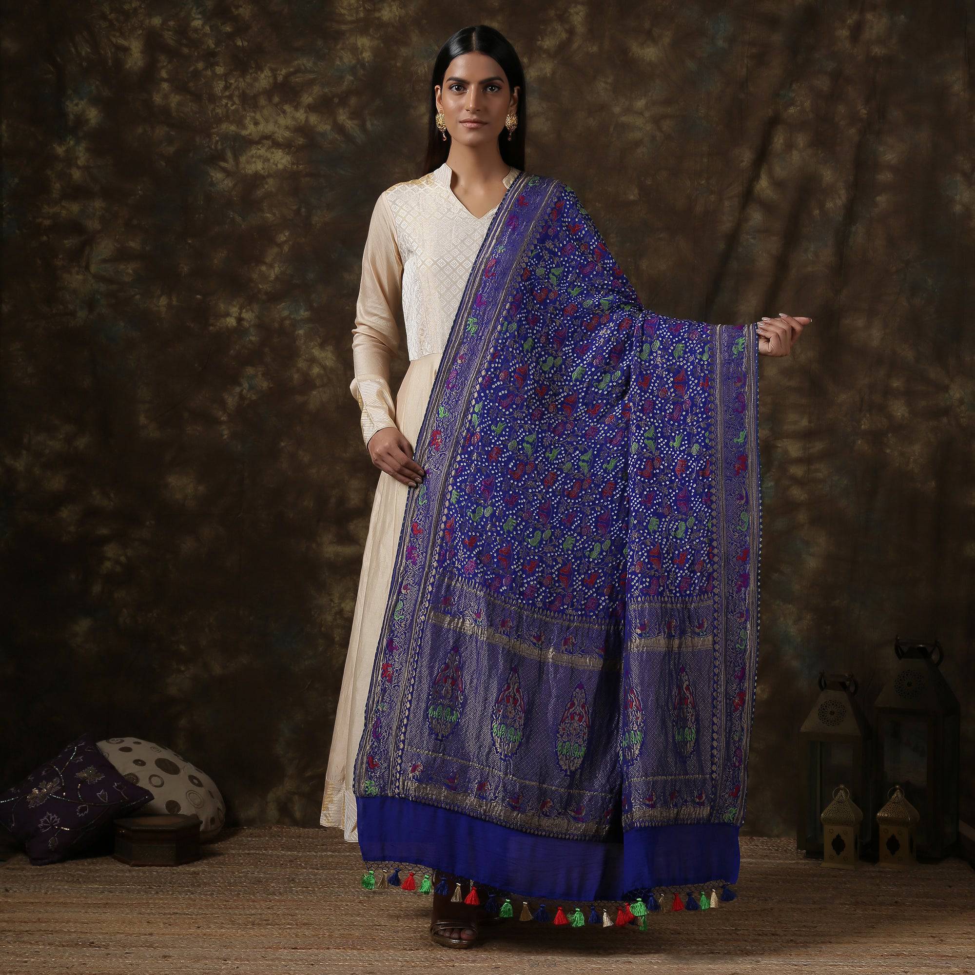 Banarasi Bandhani Georgette Shikargah Dupatta