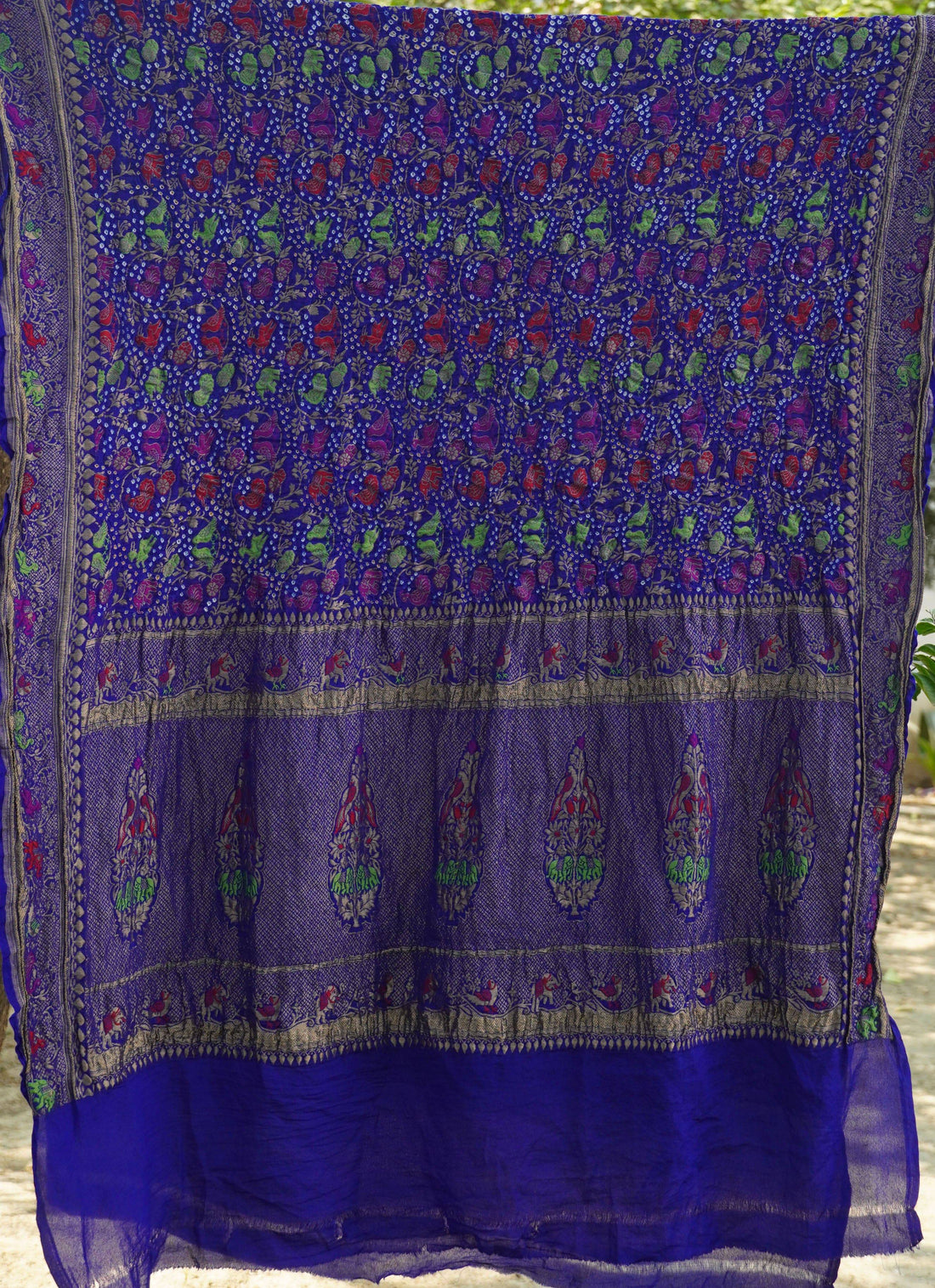 Banarasi Bandhani Pure Georgette Shikargah Dupatta