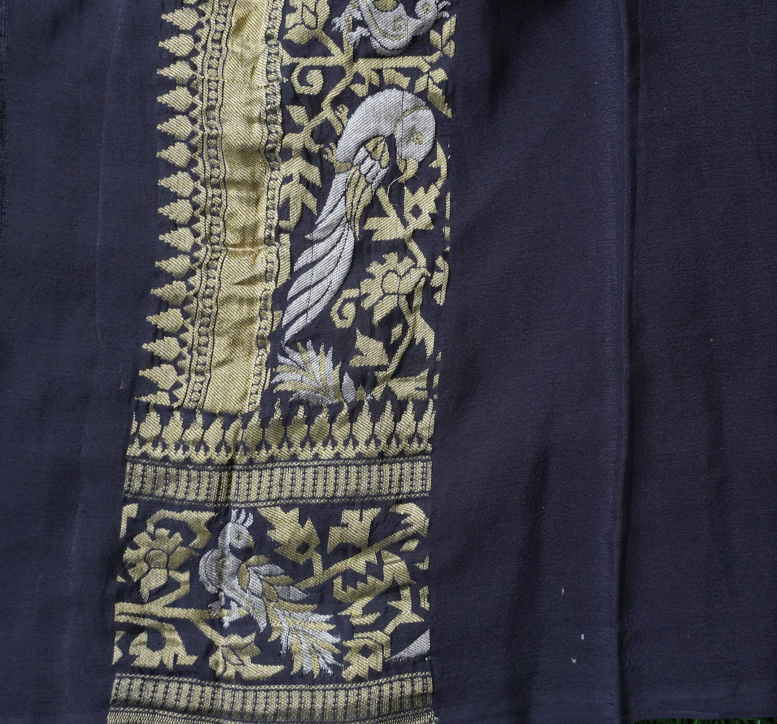 Georgette Black Birds of Paradise Banarasi Saree
